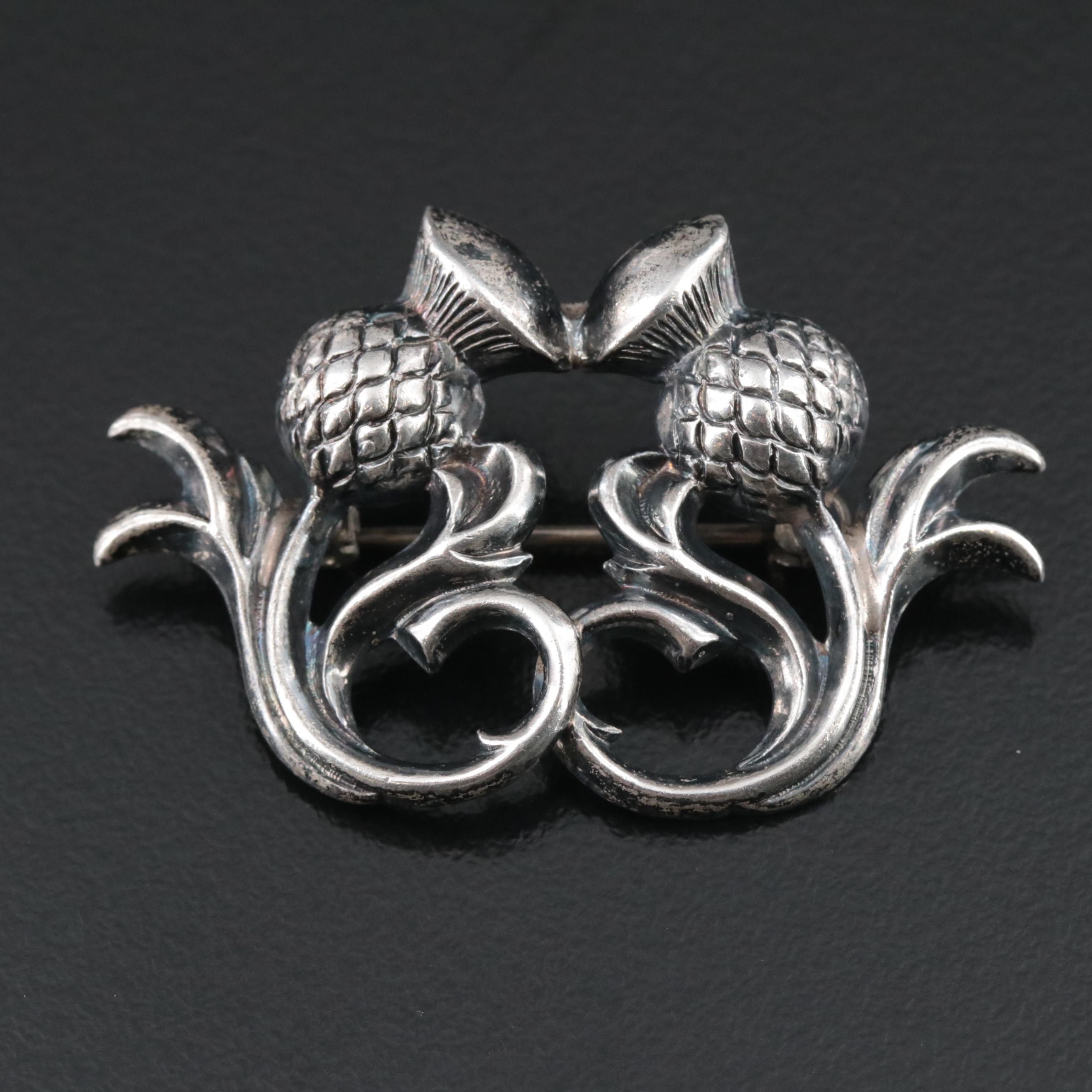 Sterling Thistle Brooch