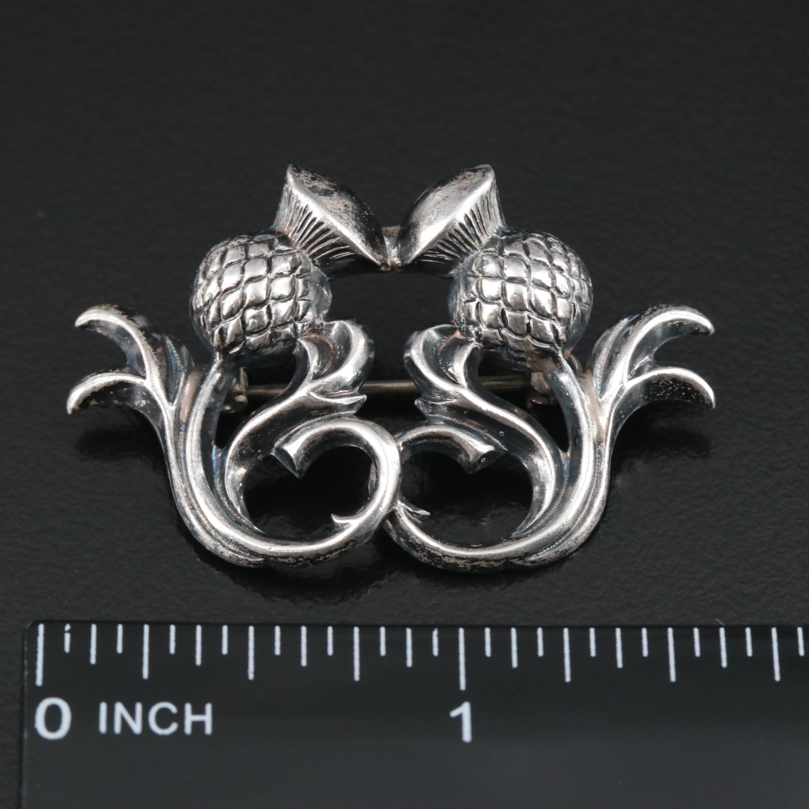 Sterling Thistle Brooch