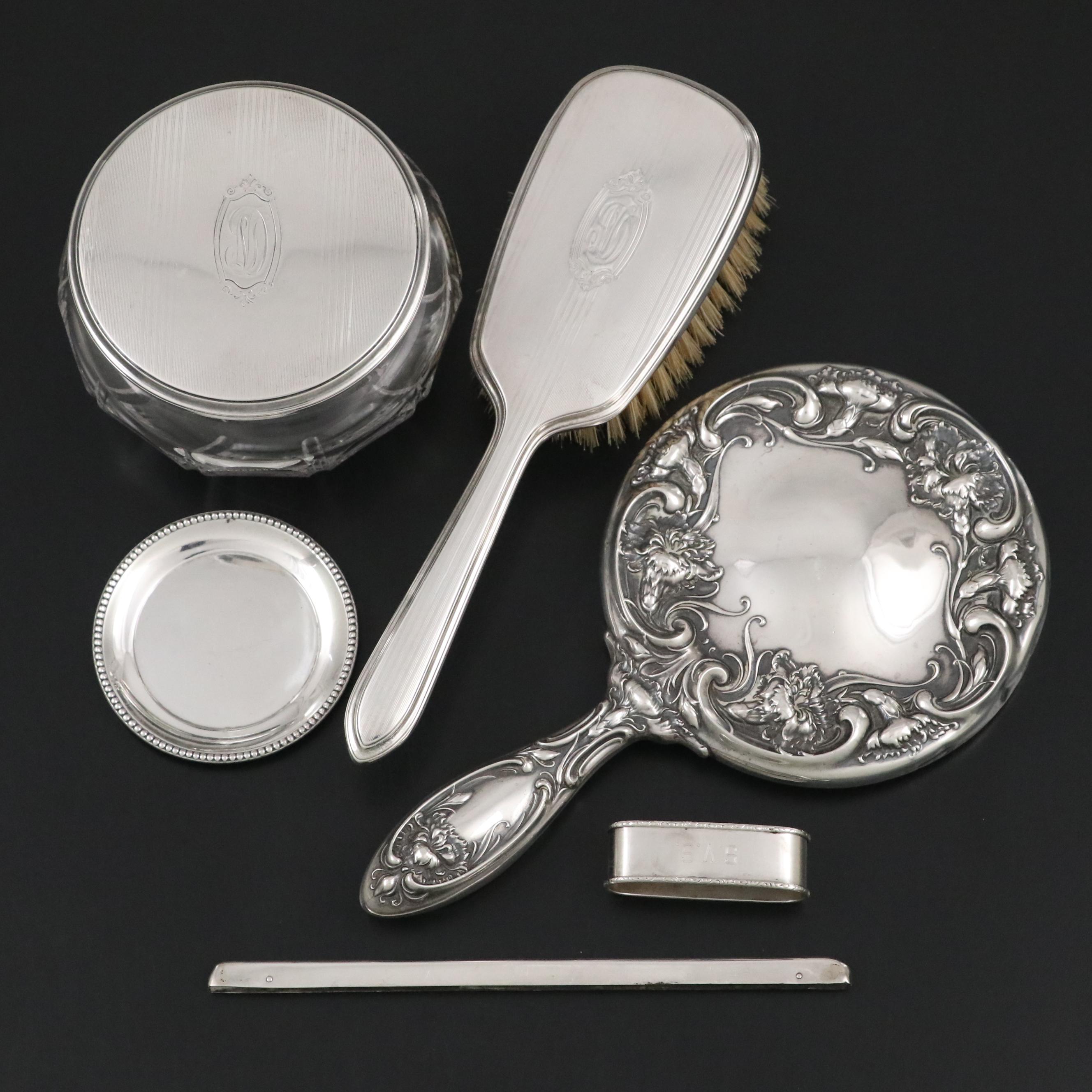 Wallace Sterling Hand Mirror with More Sterling Vanity Décor
