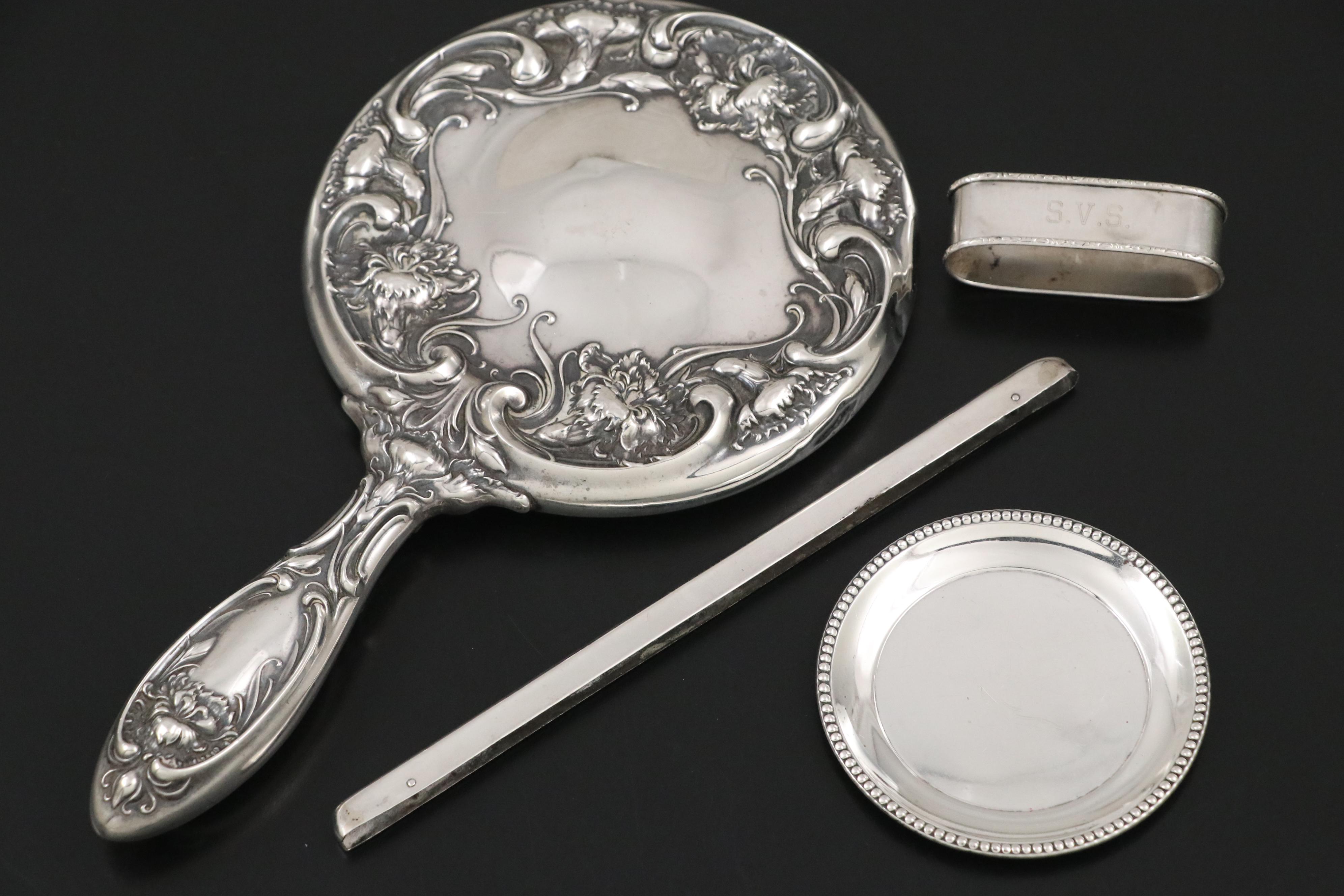 Wallace Sterling Hand Mirror with More Sterling Vanity Décor
