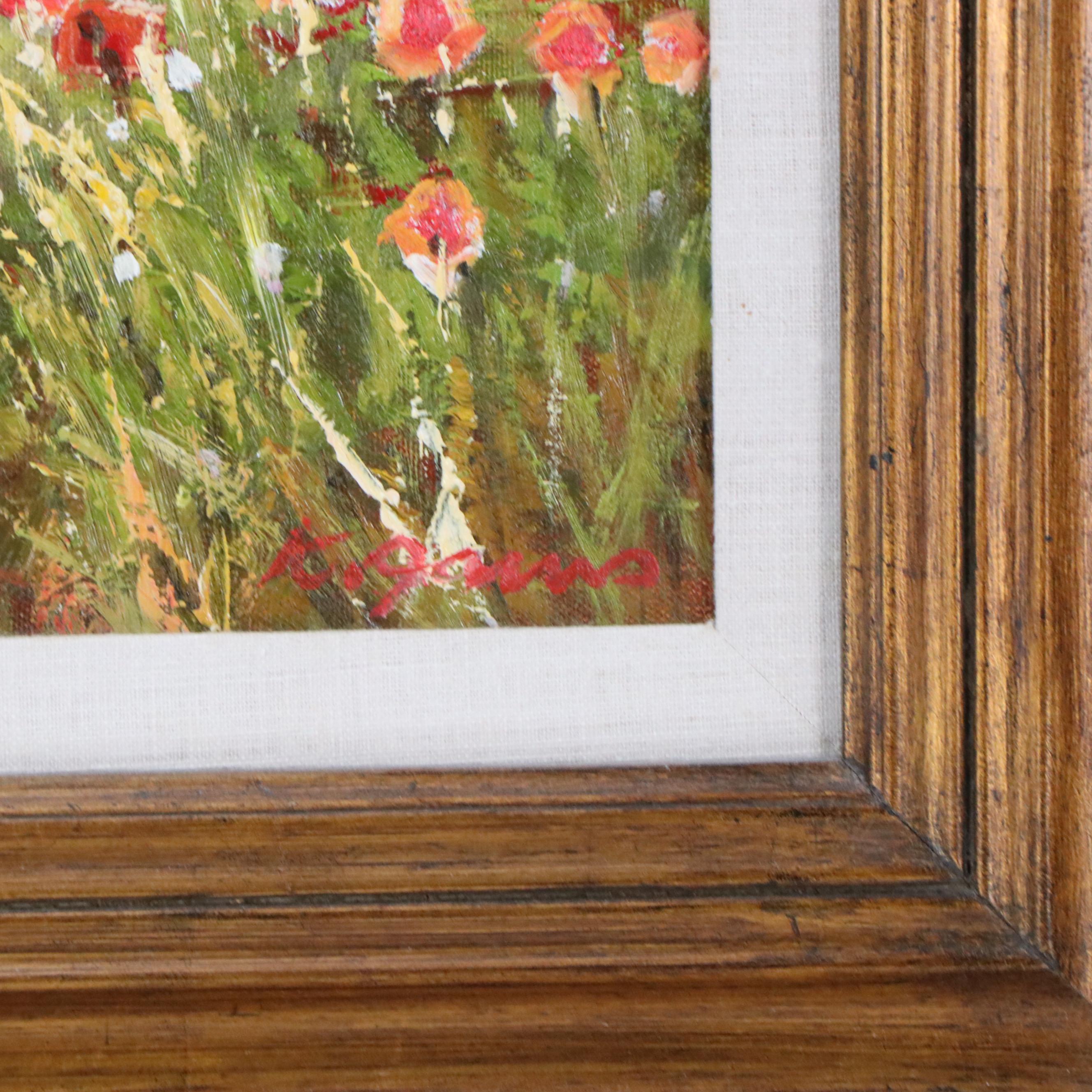 K. Adams Landscape Oil Painting of Poppy Field