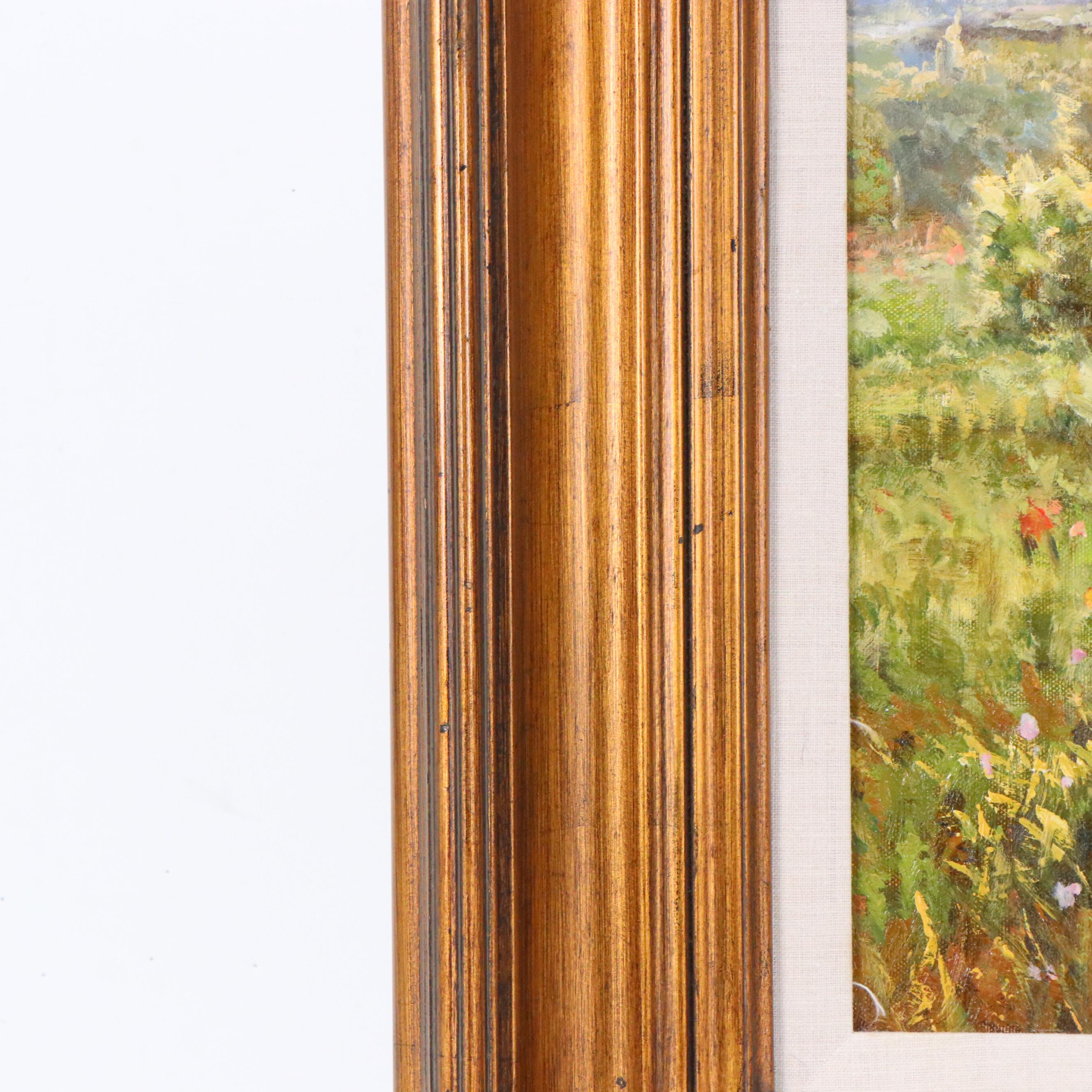 K. Adams Landscape Oil Painting of Poppy Field