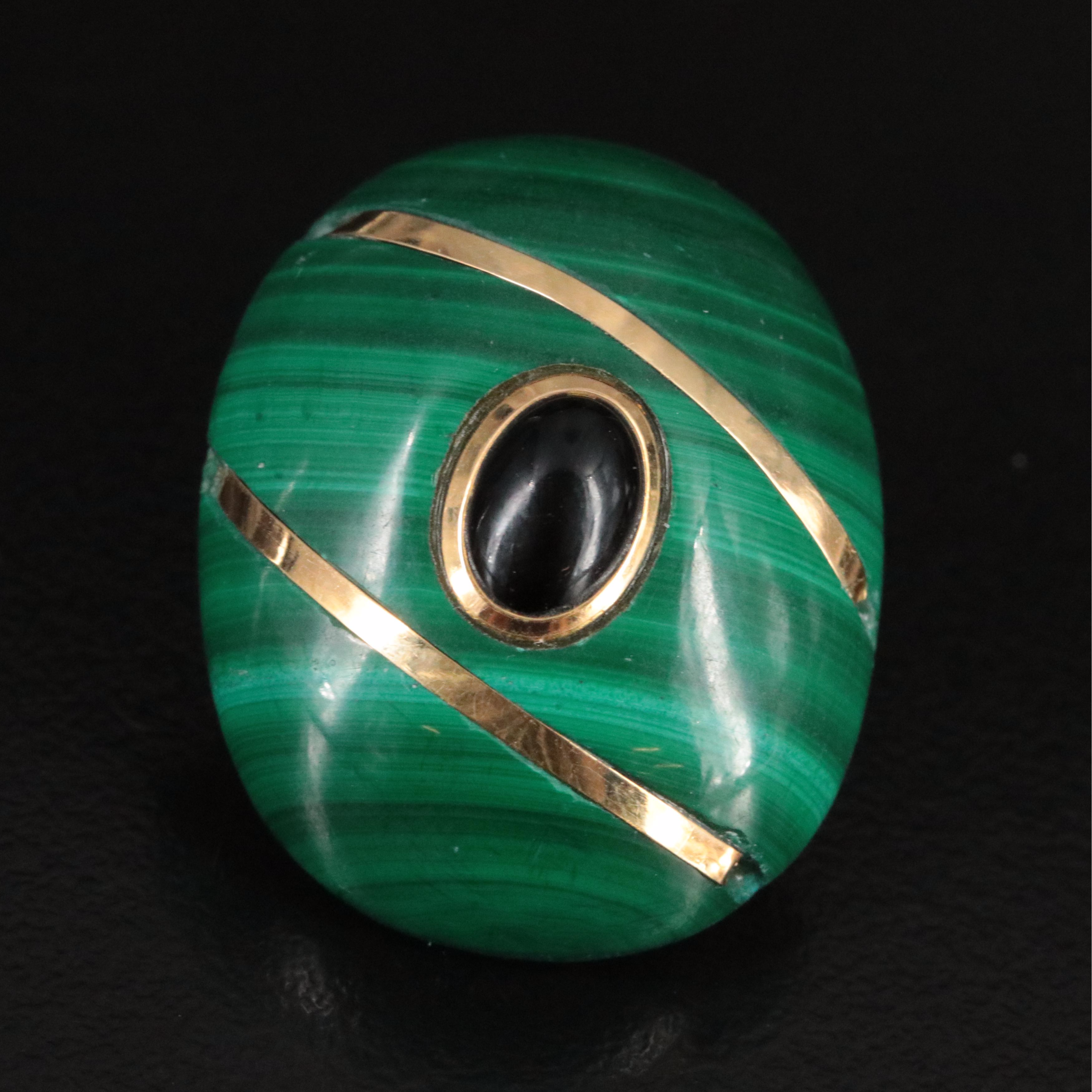 Malachite and Obsidian Button Earrings