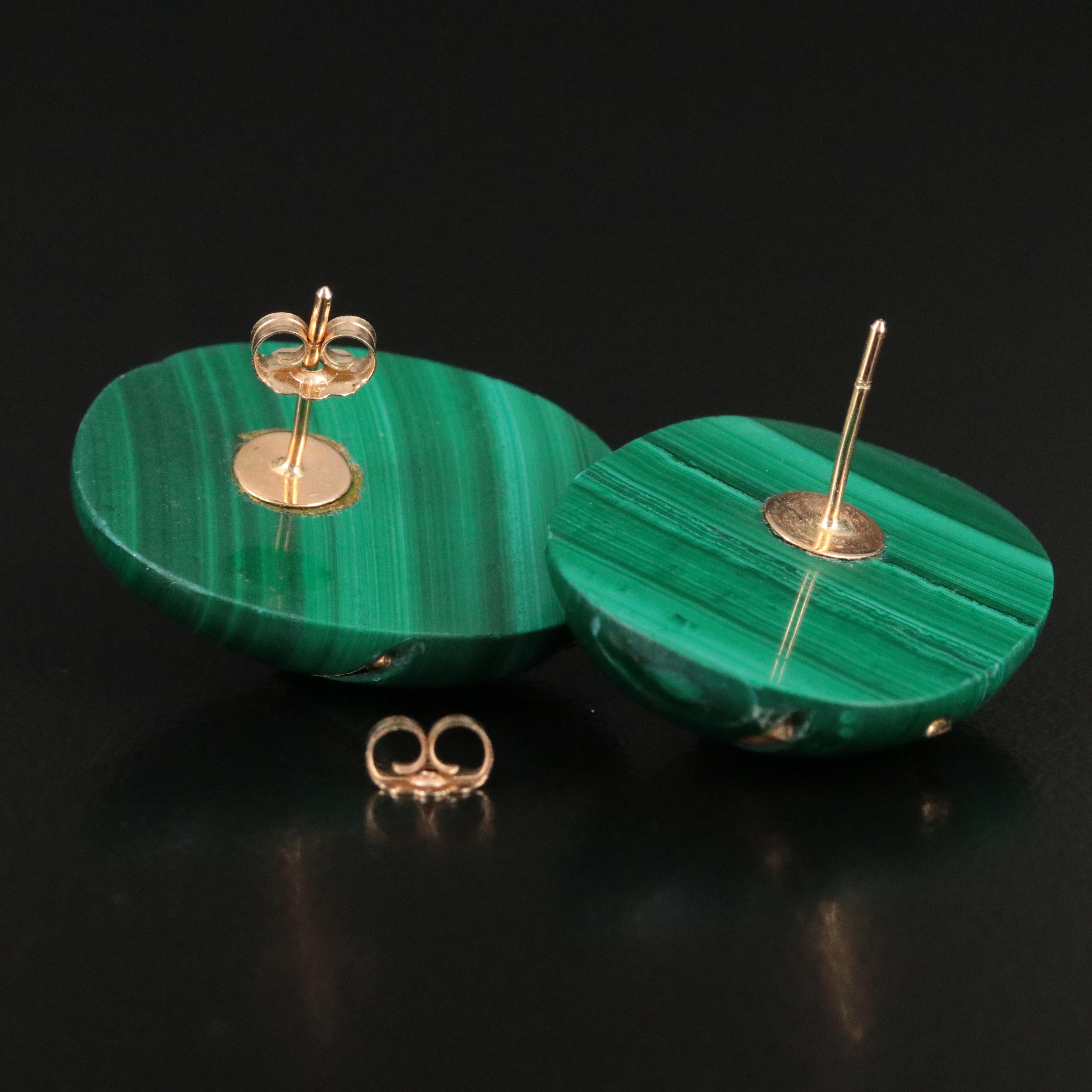 Malachite and Obsidian Button Earrings