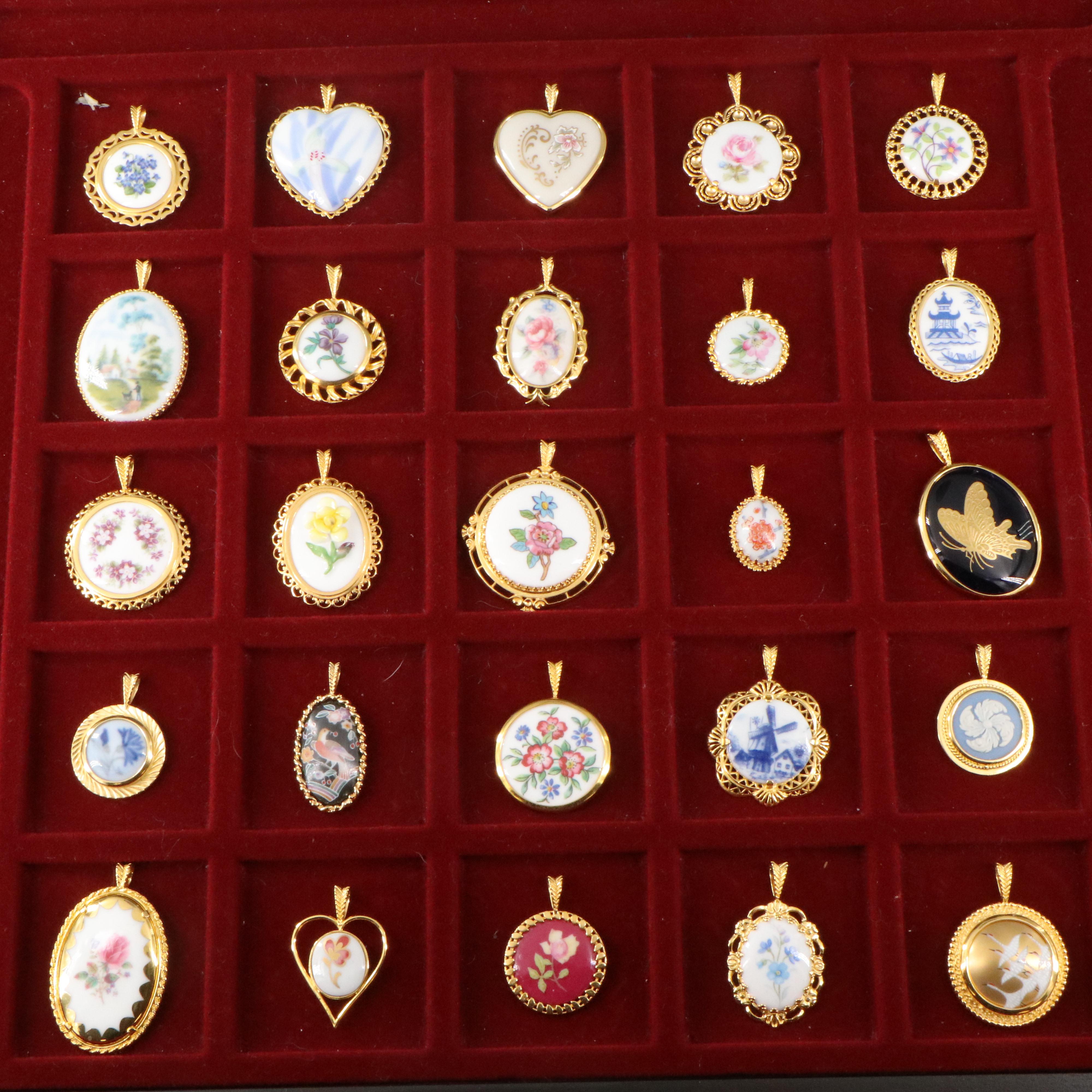 Porcelain Pendant Collection Featuring Gorham, British and Japanese Made