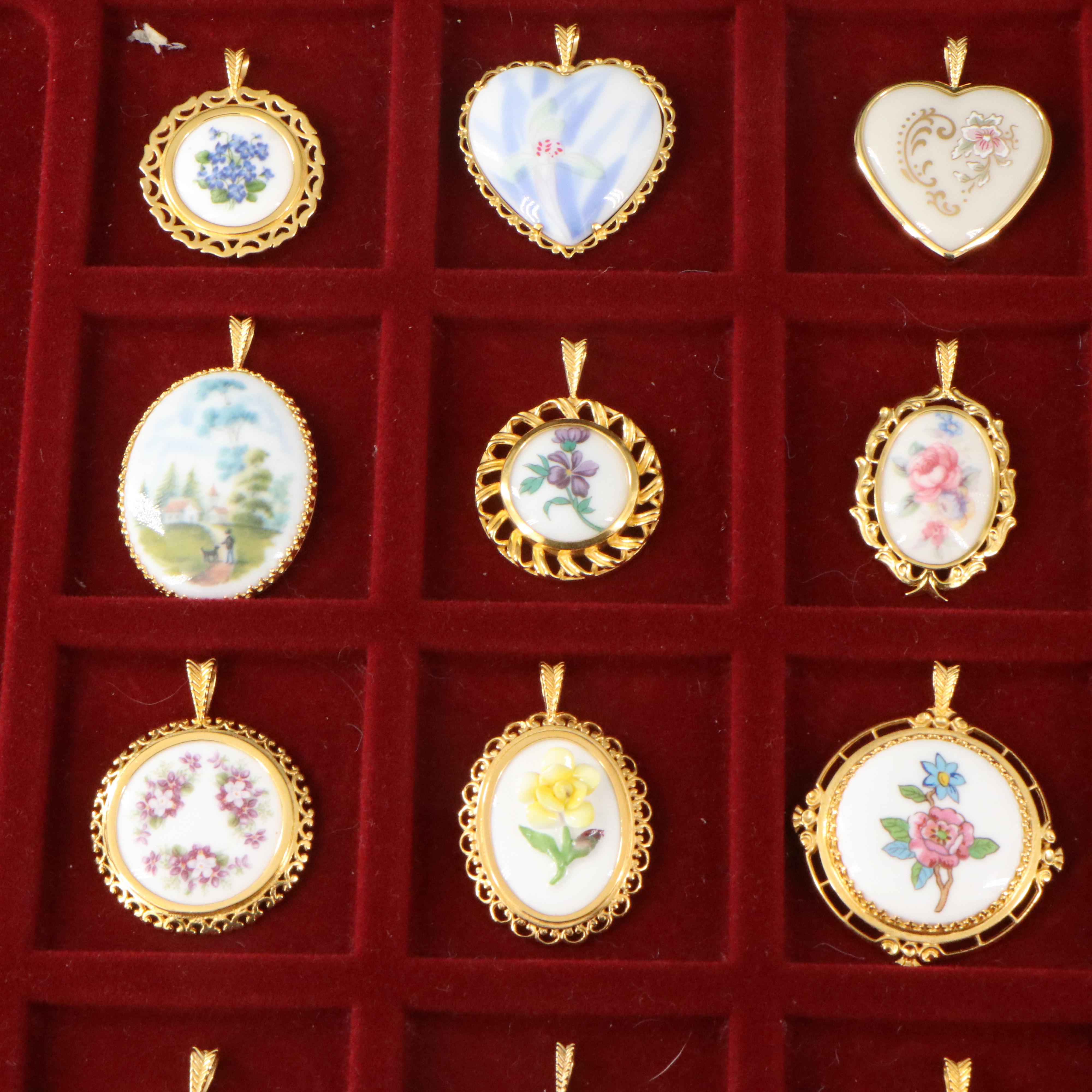 Porcelain Pendant Collection Featuring Gorham, British and Japanese Made