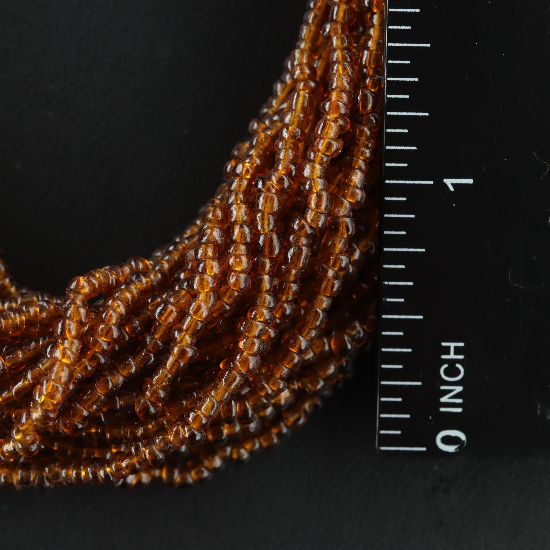 Glass Bead Torsade Necklace with Carved Bone Clasp