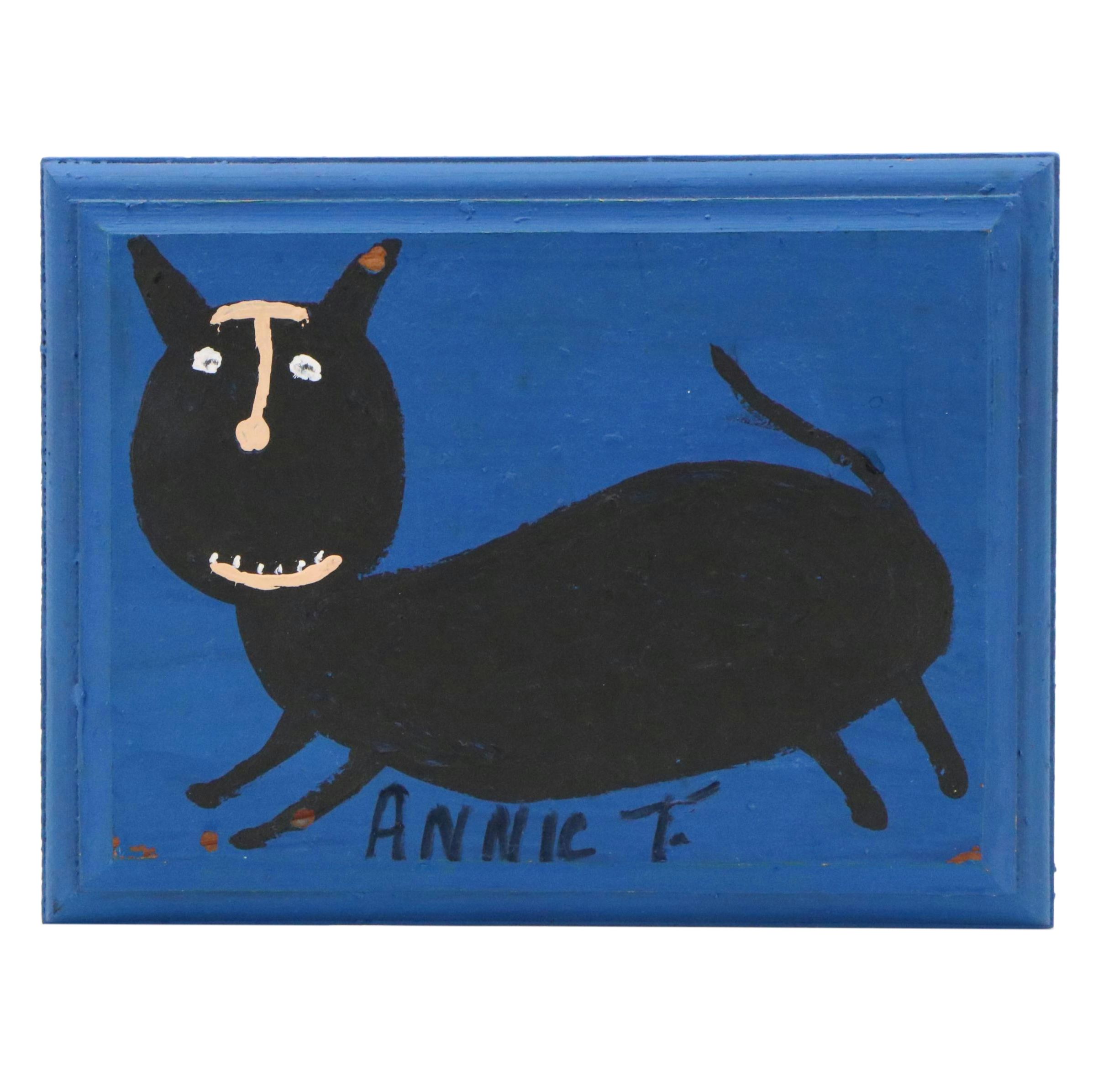 Annie Tolliver Folk Acrylic Painting "Black Cat," 2015