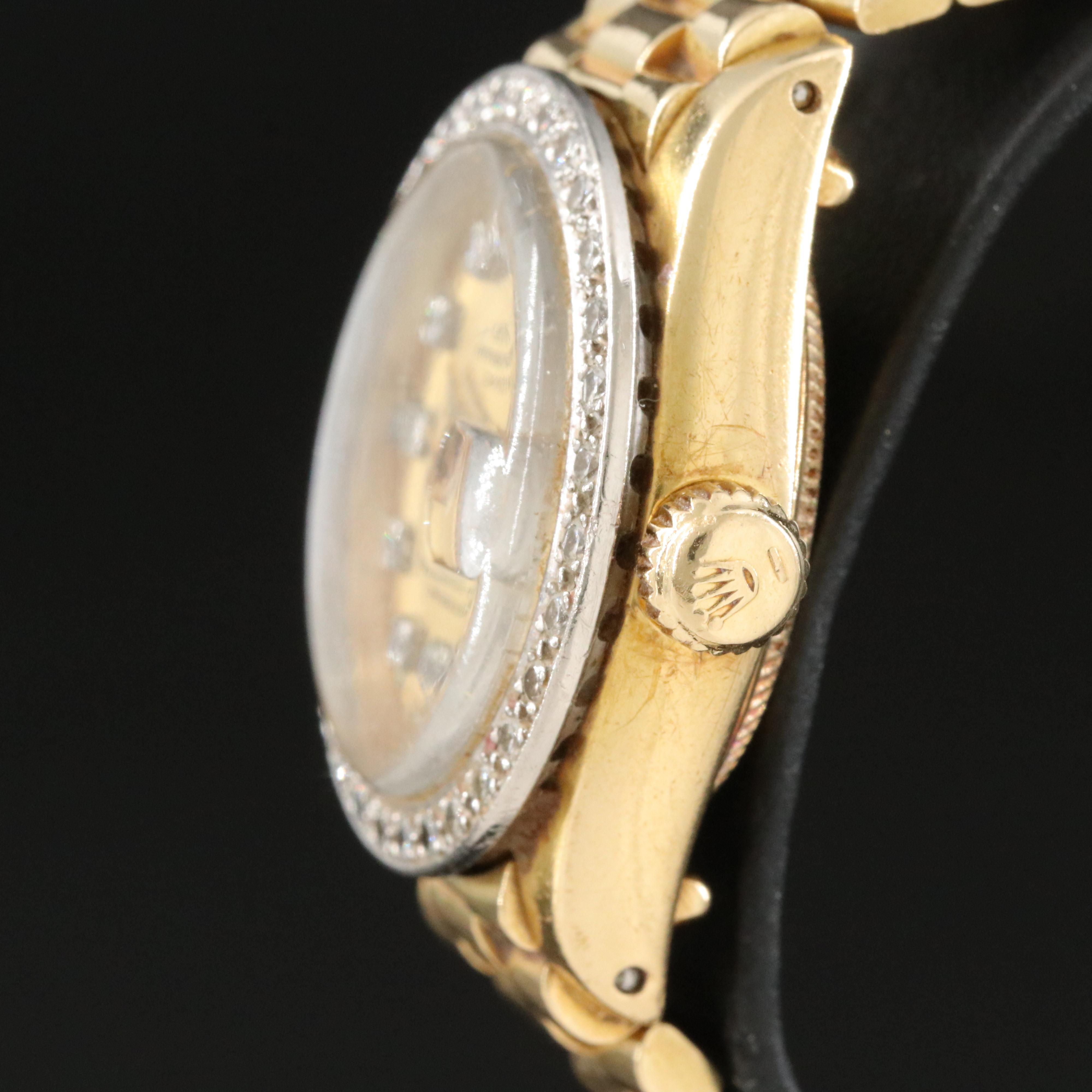 Rolex Datejust 6916 Custom Diamond Set 18K Gold Watch