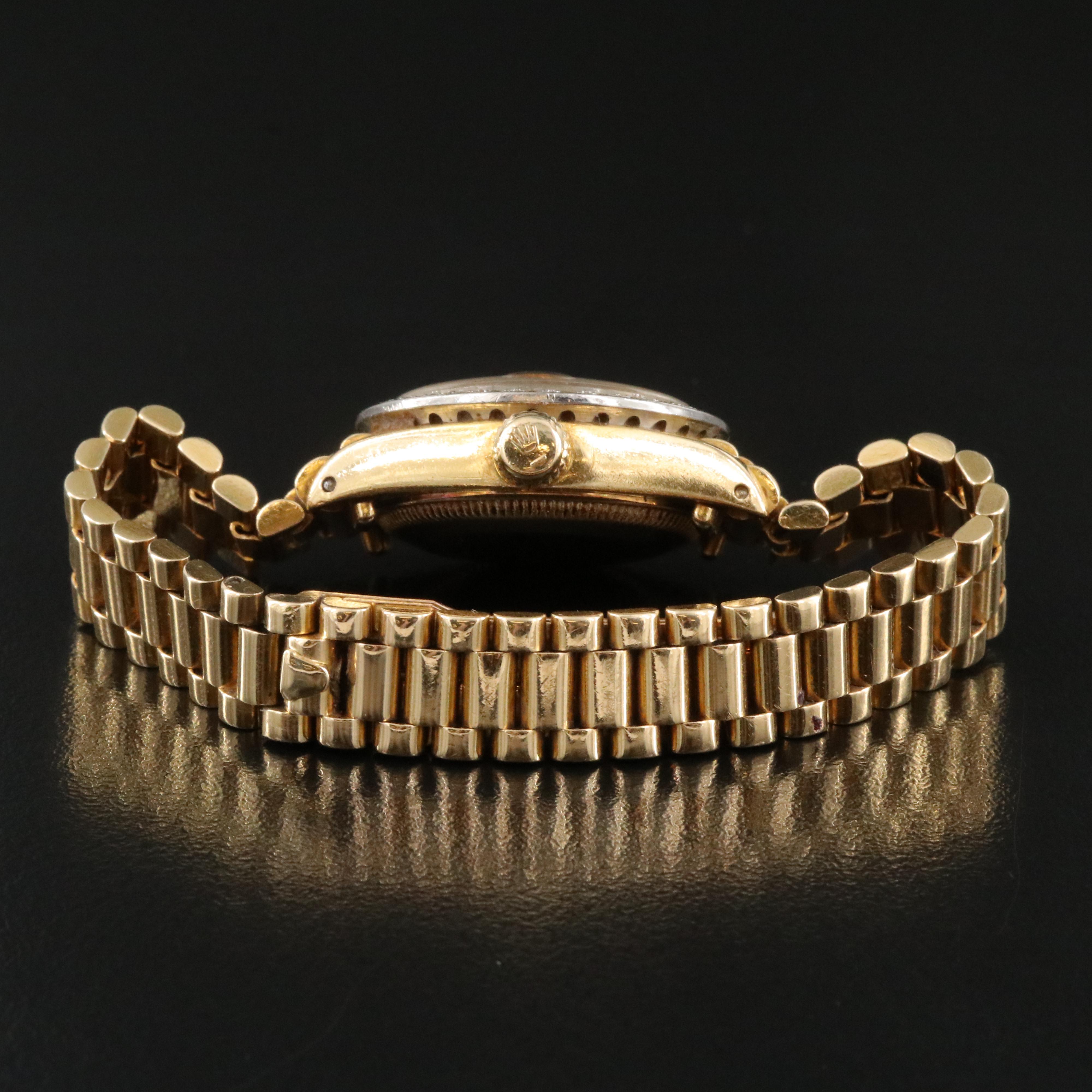 Rolex Datejust 6916 Custom Diamond Set 18K Gold Watch