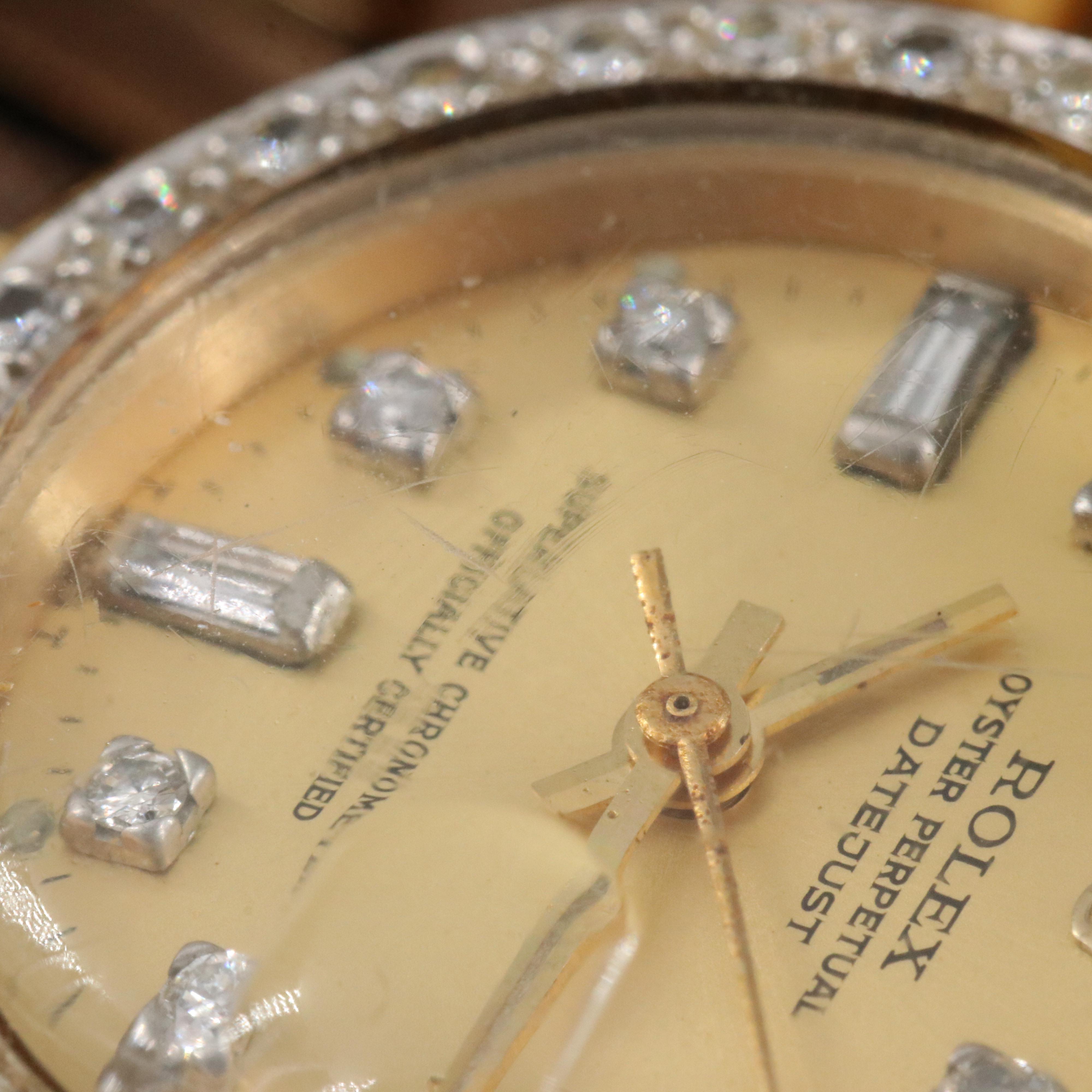 Rolex Datejust 6916 Custom Diamond Set 18K Gold Watch