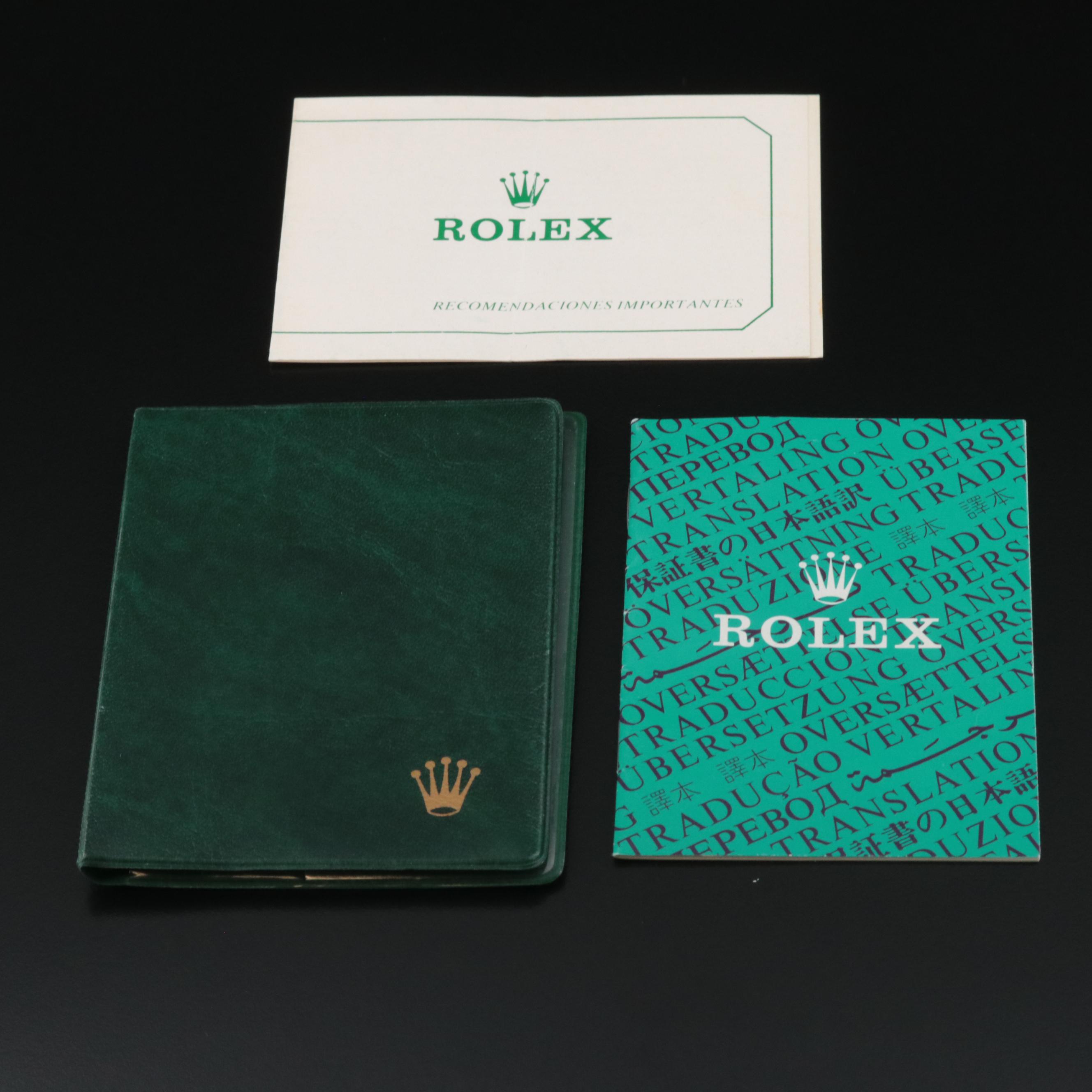 Vintage Rolex Booklets & Green Vinyl Wallet