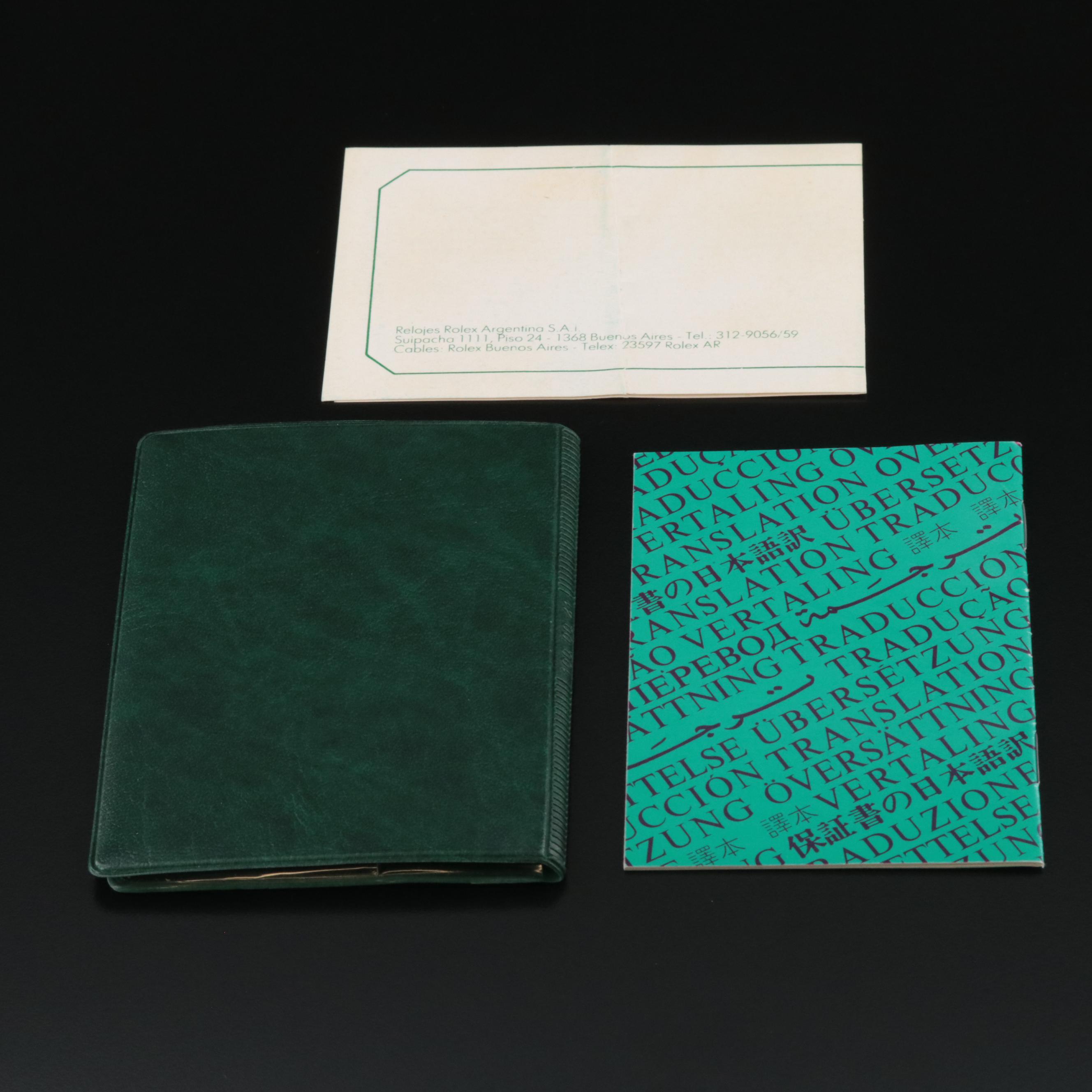Vintage Rolex Booklets & Green Vinyl Wallet