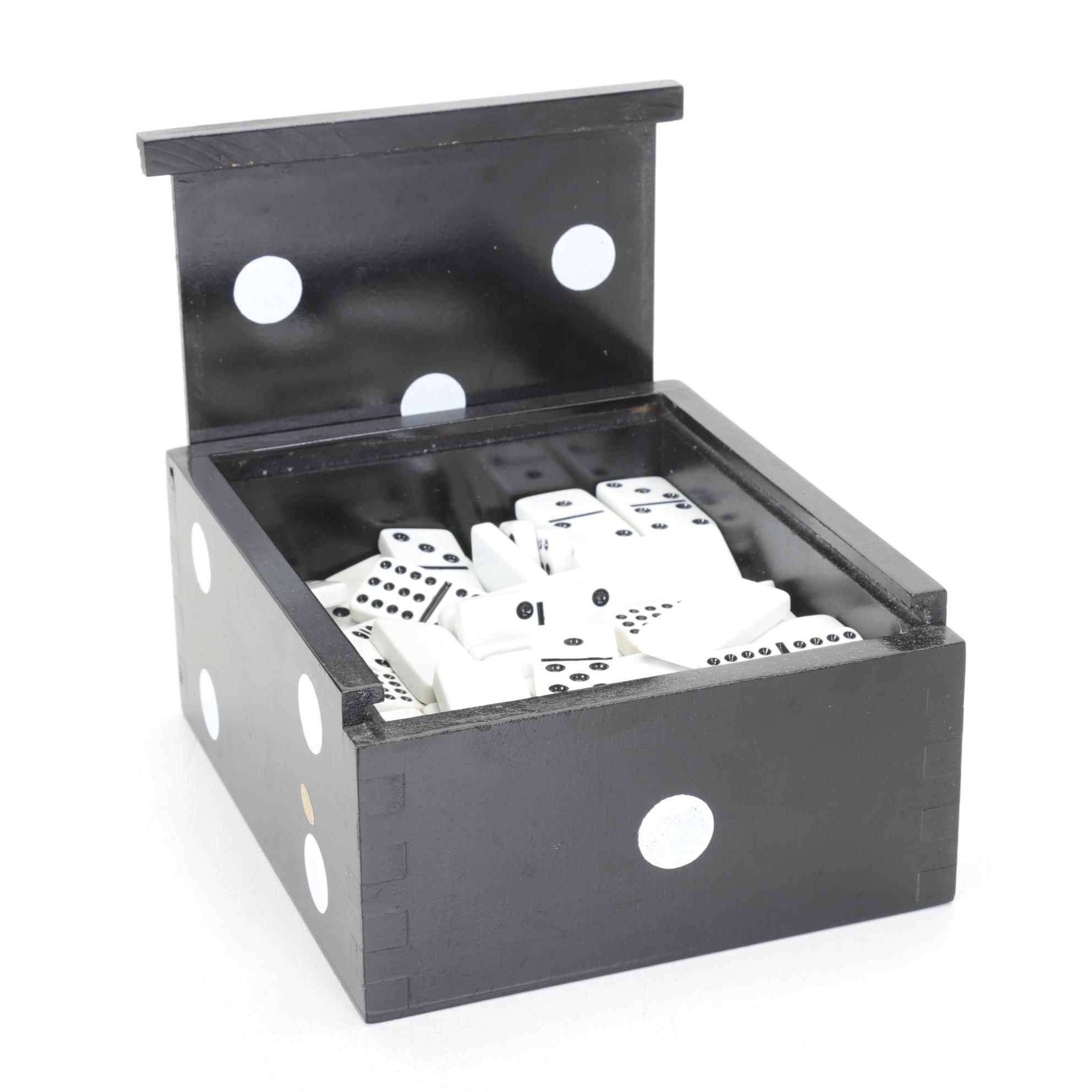 Domino Set from Challenge Masters with Decorative Wooden Box