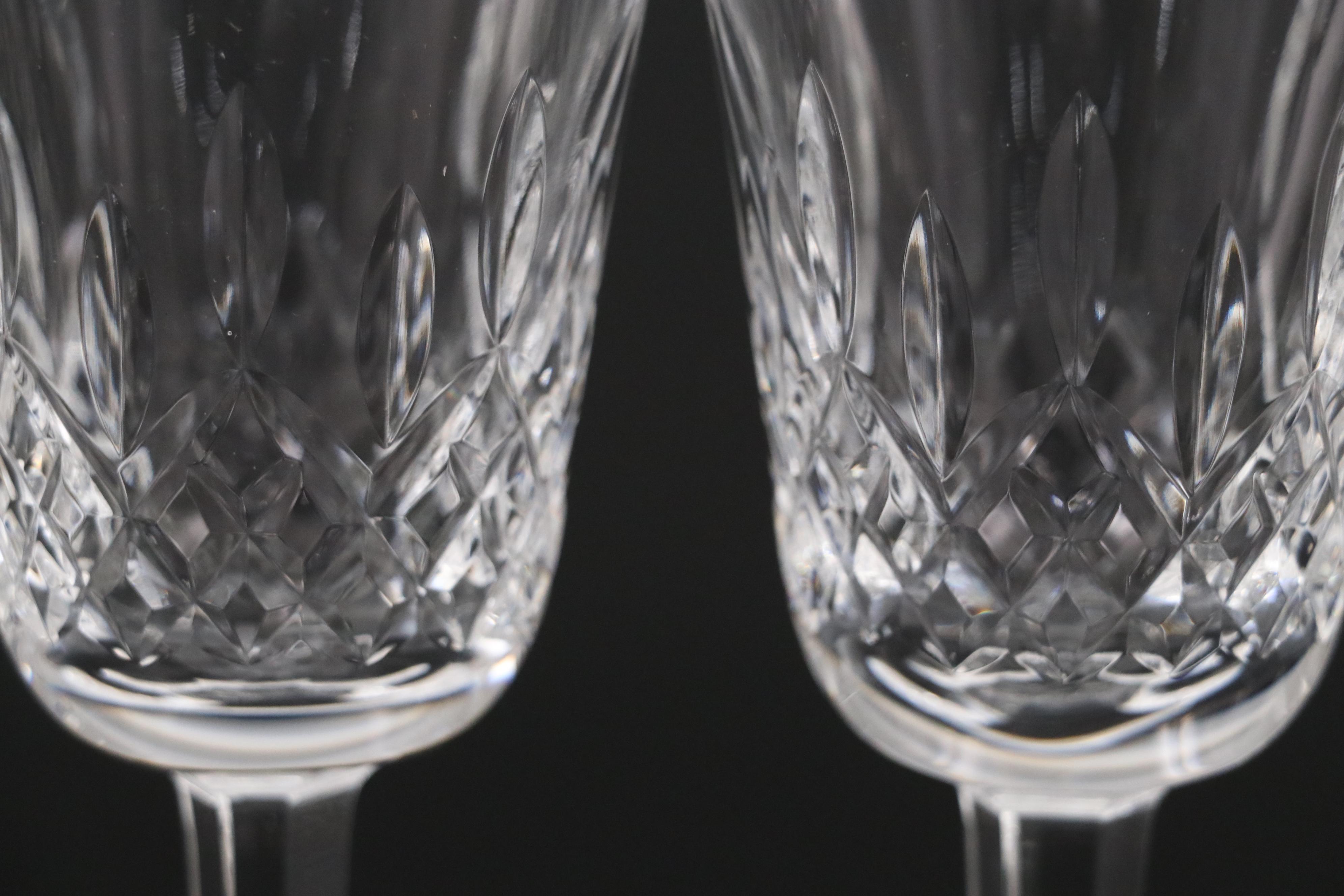 Waterford Crystal "Lismore" Ice Lip Pitcher with Six Water Goblets