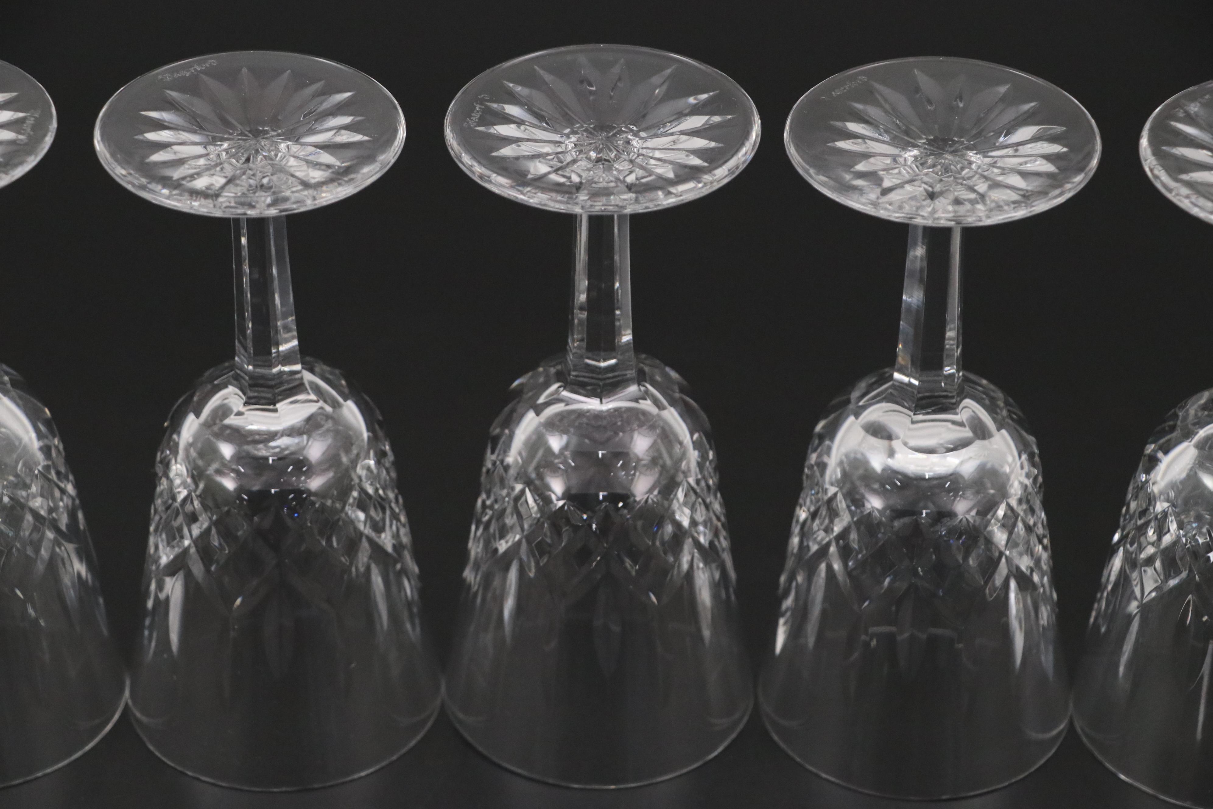 Waterford Crystal "Lismore" Ice Lip Pitcher with Six Water Goblets