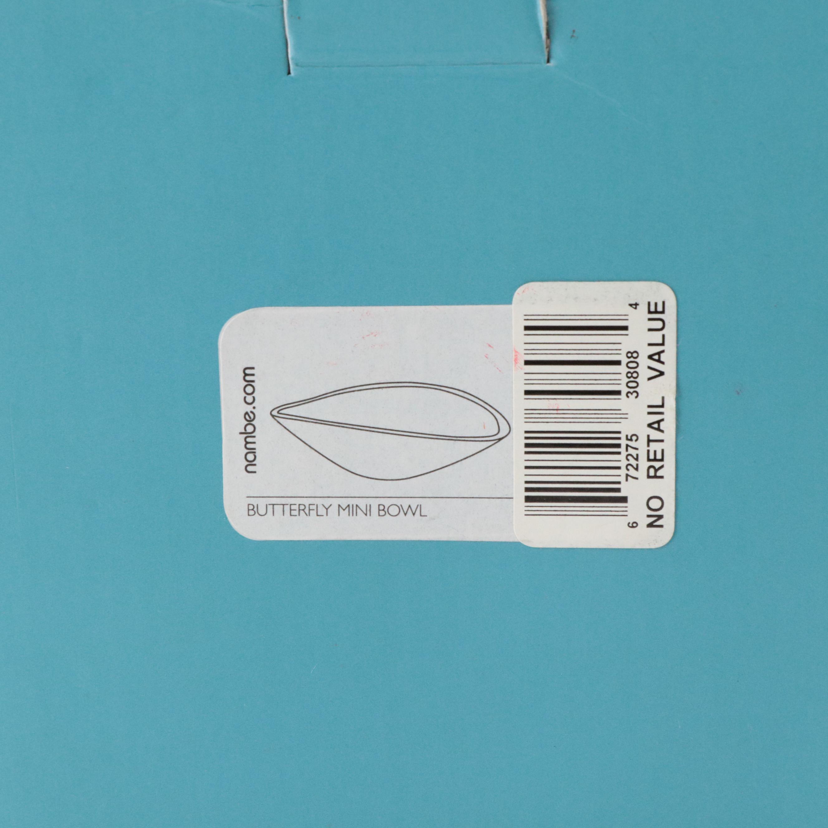 Nambe "Butterfly" Stainless Steel Mini Bowls with Stainless Steel Plates