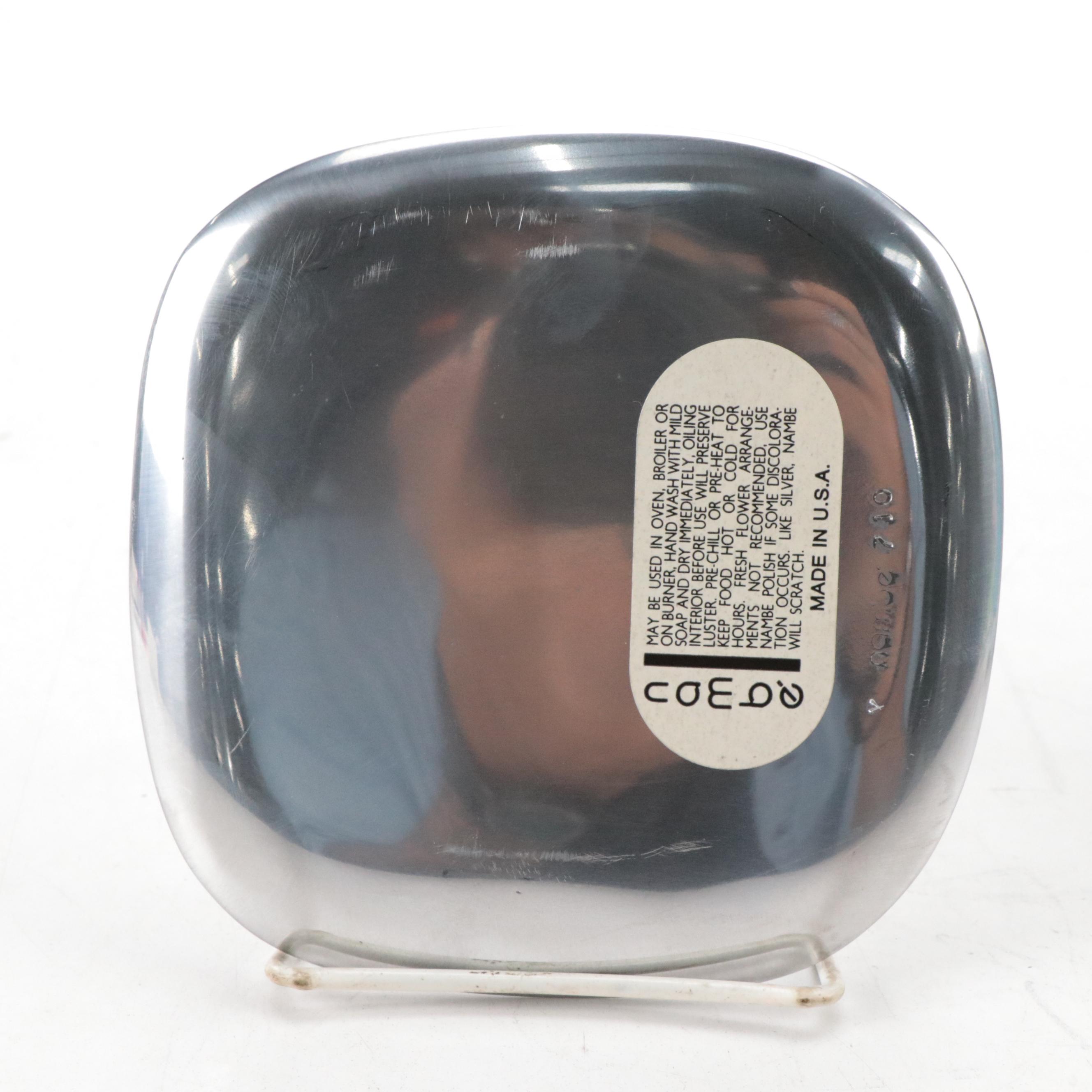 Nambe "Butterfly" Stainless Steel Mini Bowls with Stainless Steel Plates