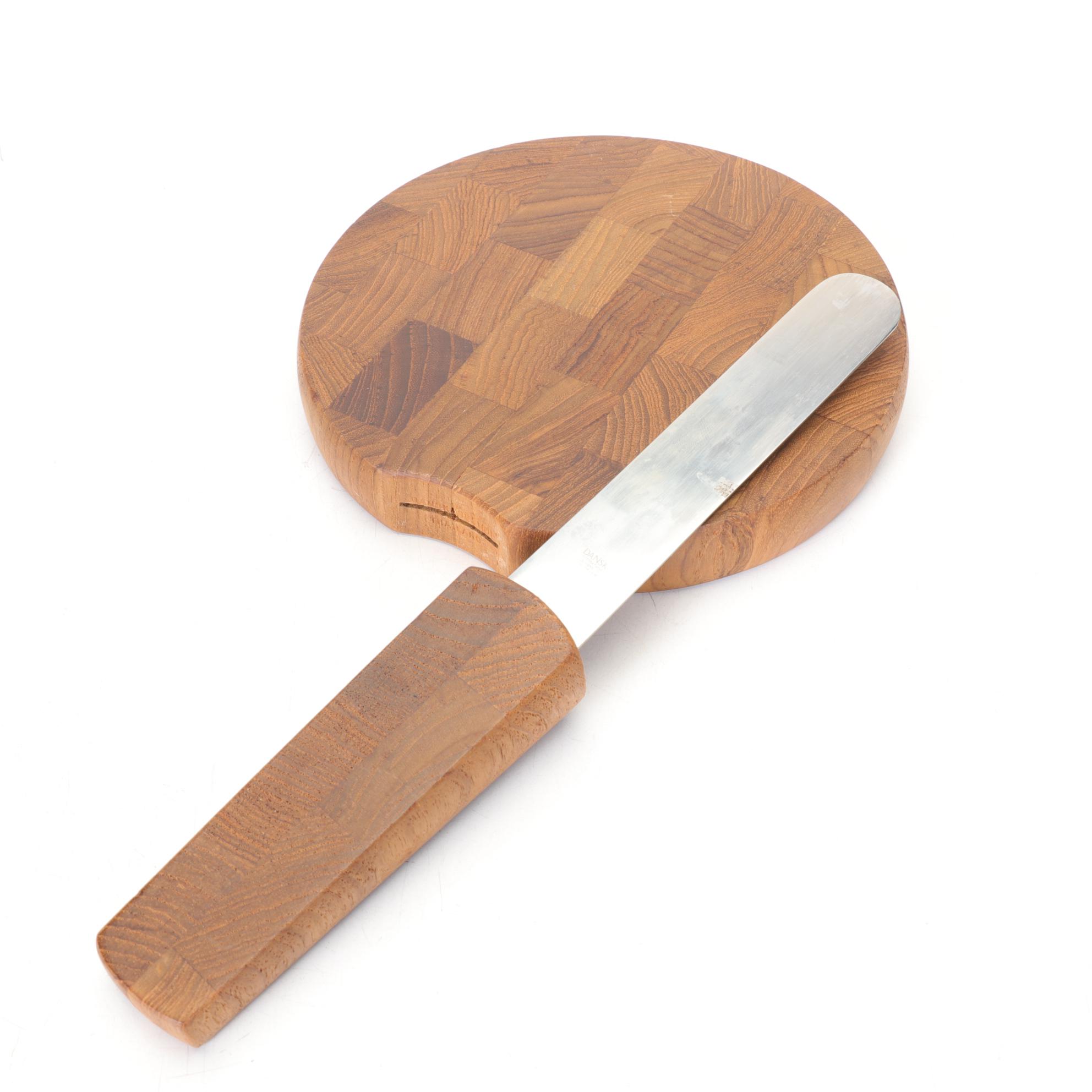 Dansk Teakwood Cheeseboard, Wooden Flatware, Tumblers and Other Utensils