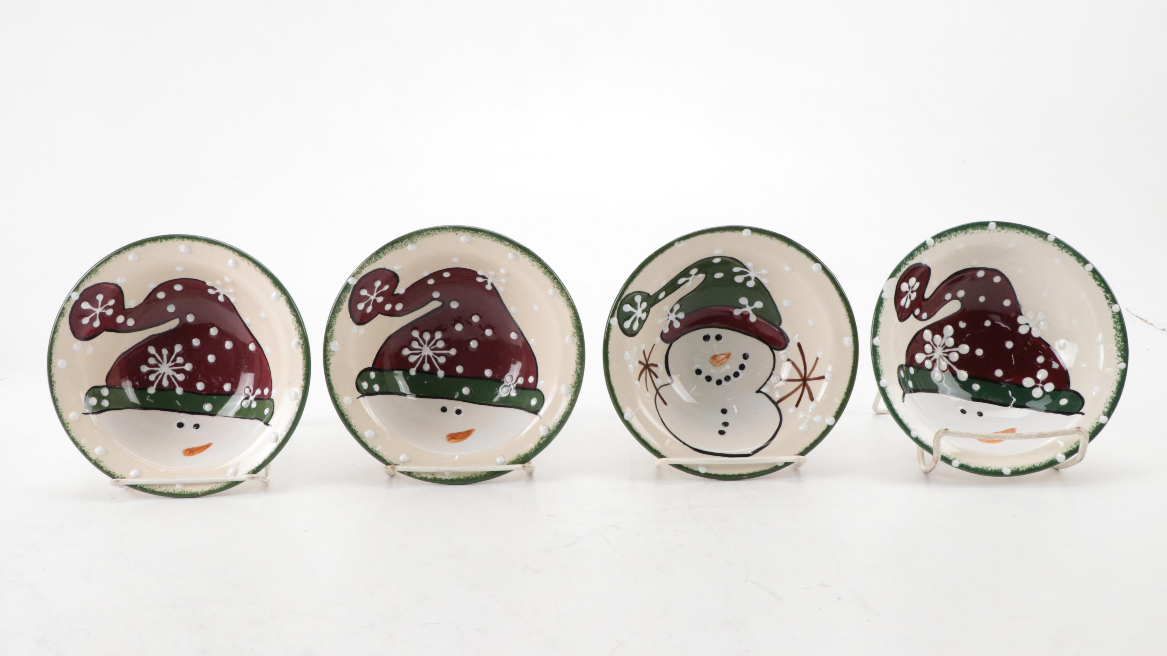 Expressly Yours Pottery Ceramic Snowman Bowls
