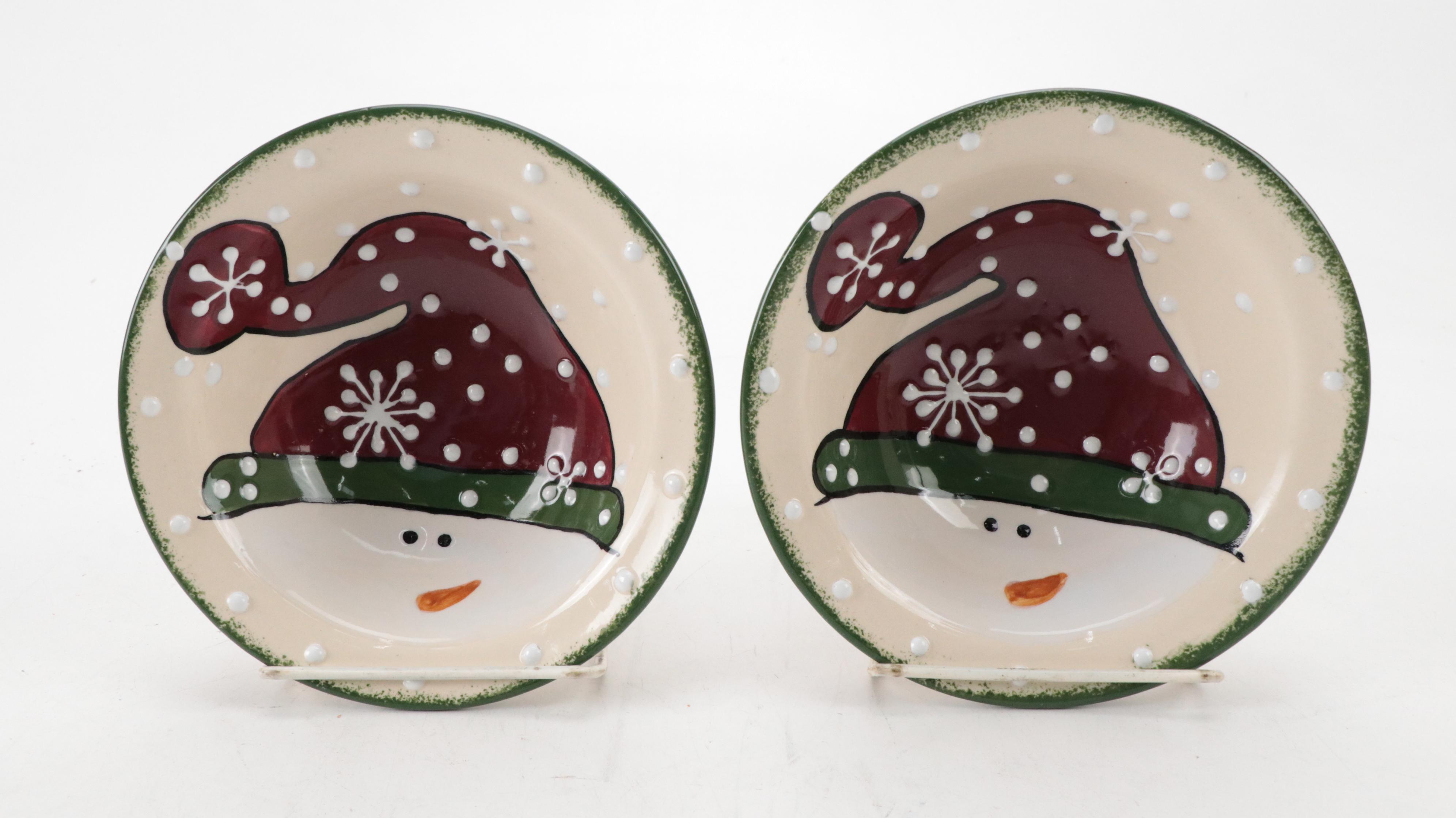 Expressly Yours Pottery Ceramic Snowman Bowls