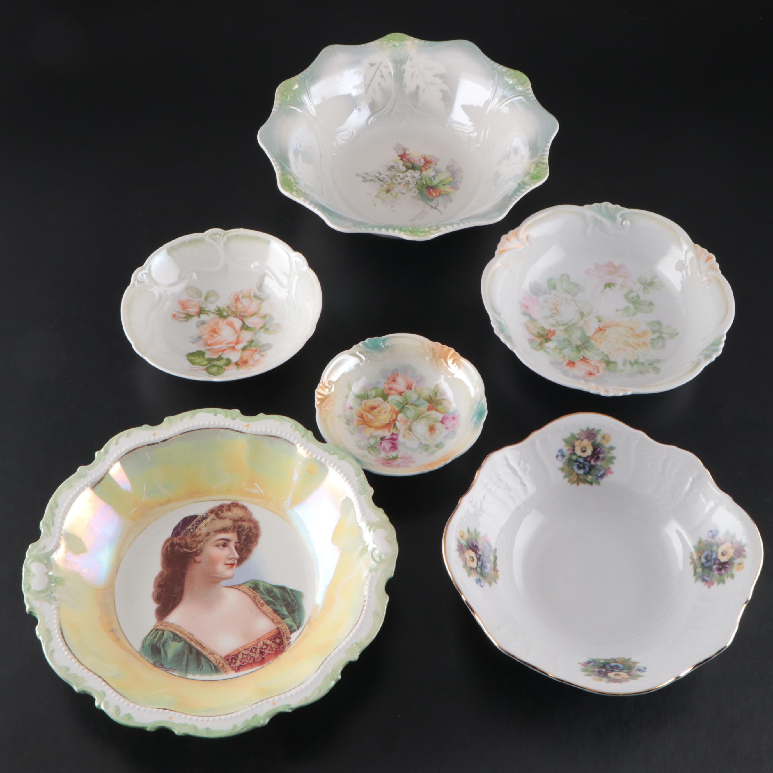 After Gaston Bonfils Empire China Porcelain Serving Bowl with Other Bowls