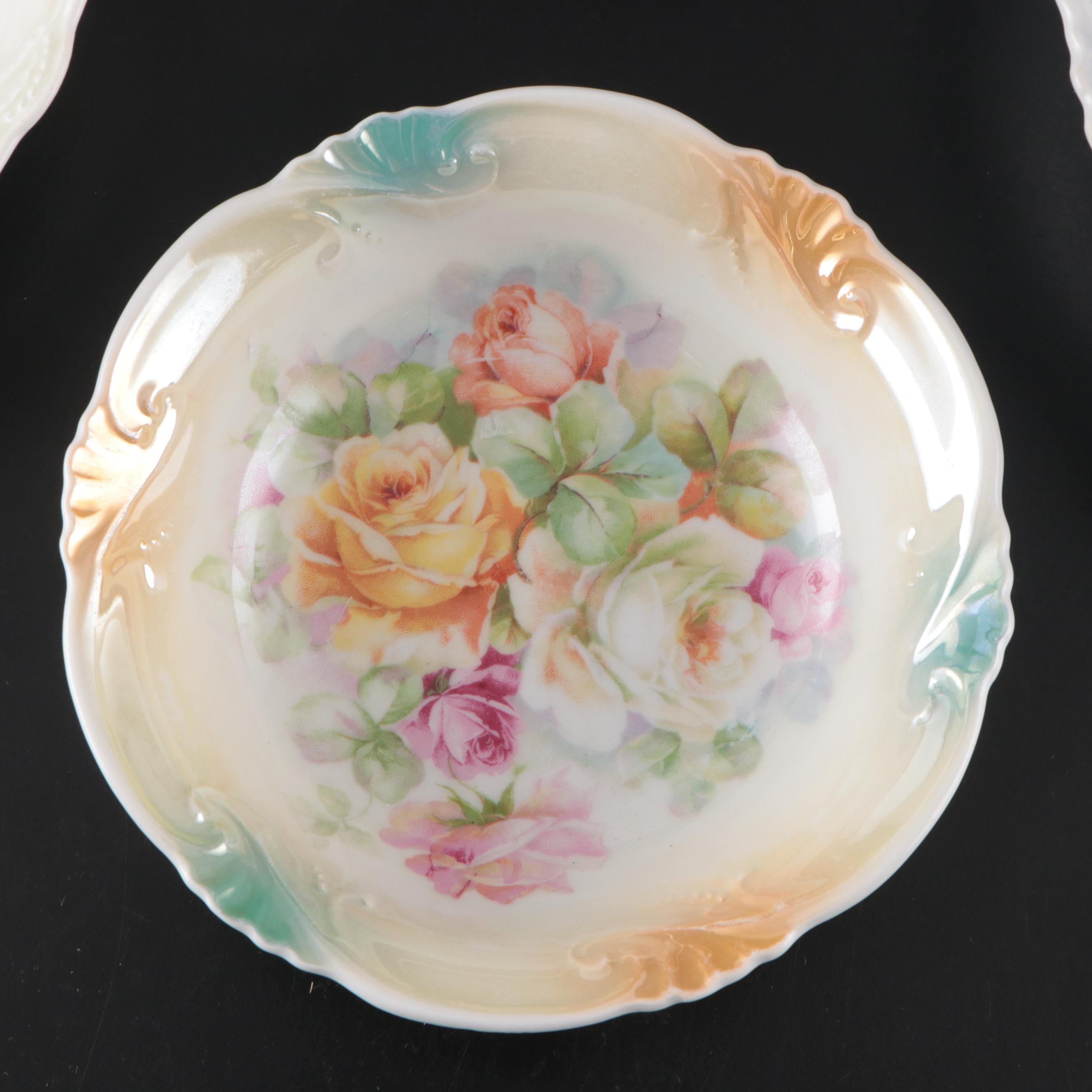 After Gaston Bonfils Empire China Porcelain Serving Bowl with Other Bowls
