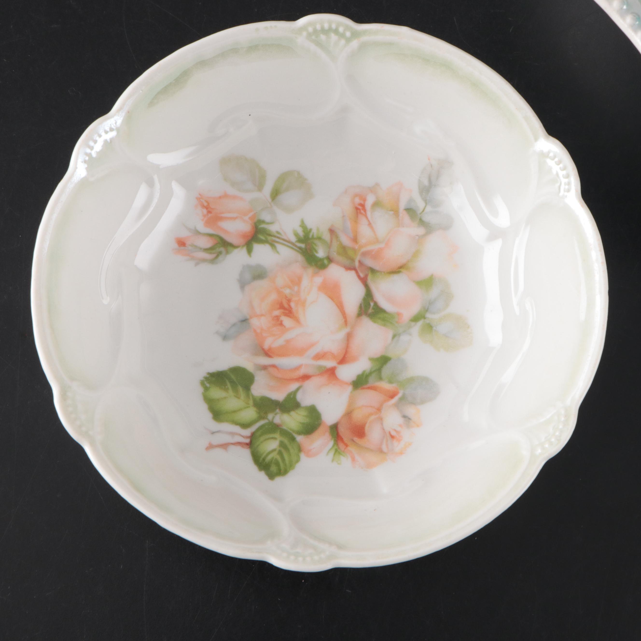 After Gaston Bonfils Empire China Porcelain Serving Bowl with Other Bowls