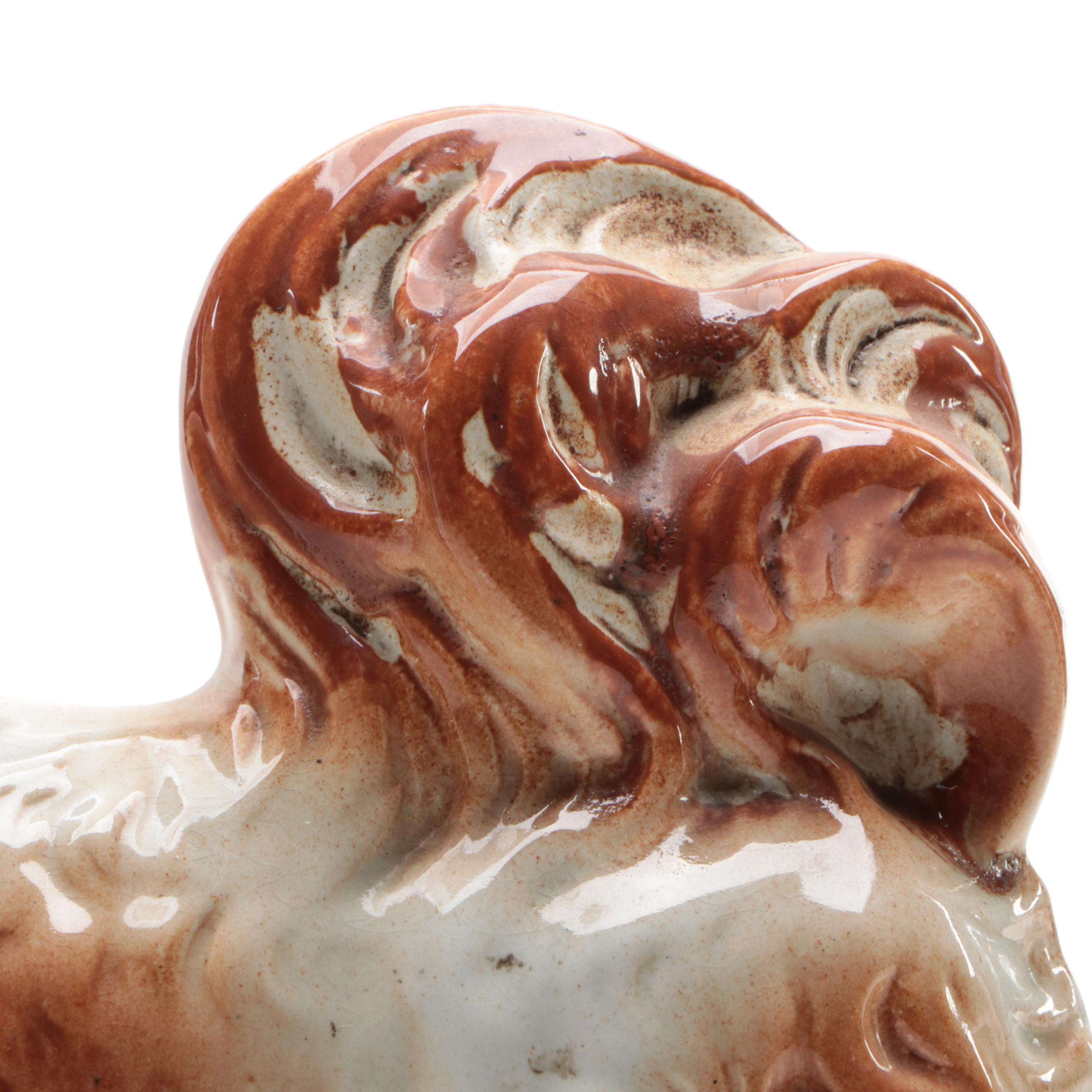 Staffordshire Ceramic Pekingese Dog Figurine, Late 19th-Early 20th C.