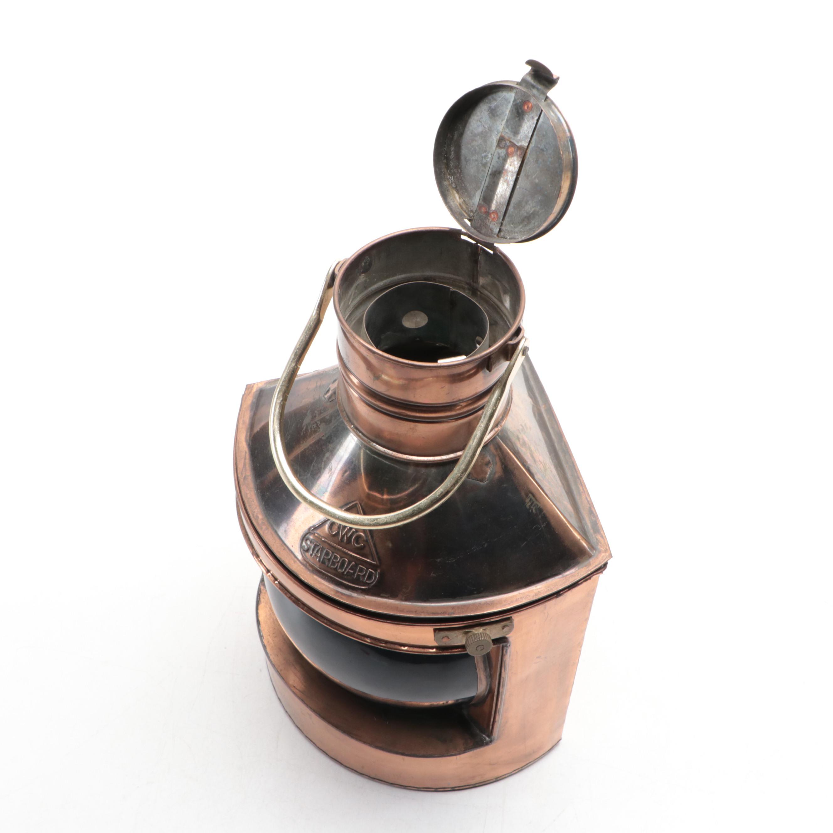 CWC Copper Marine Starboard Signal Oil Lamp