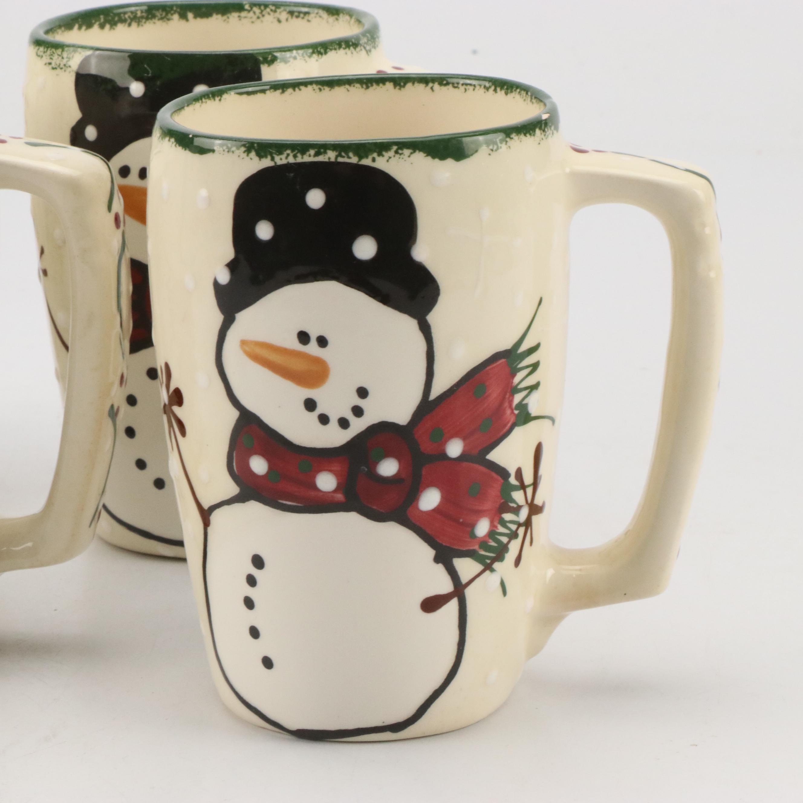Expressly Yours Pottery Ceramic Snowman Mugs, 1998