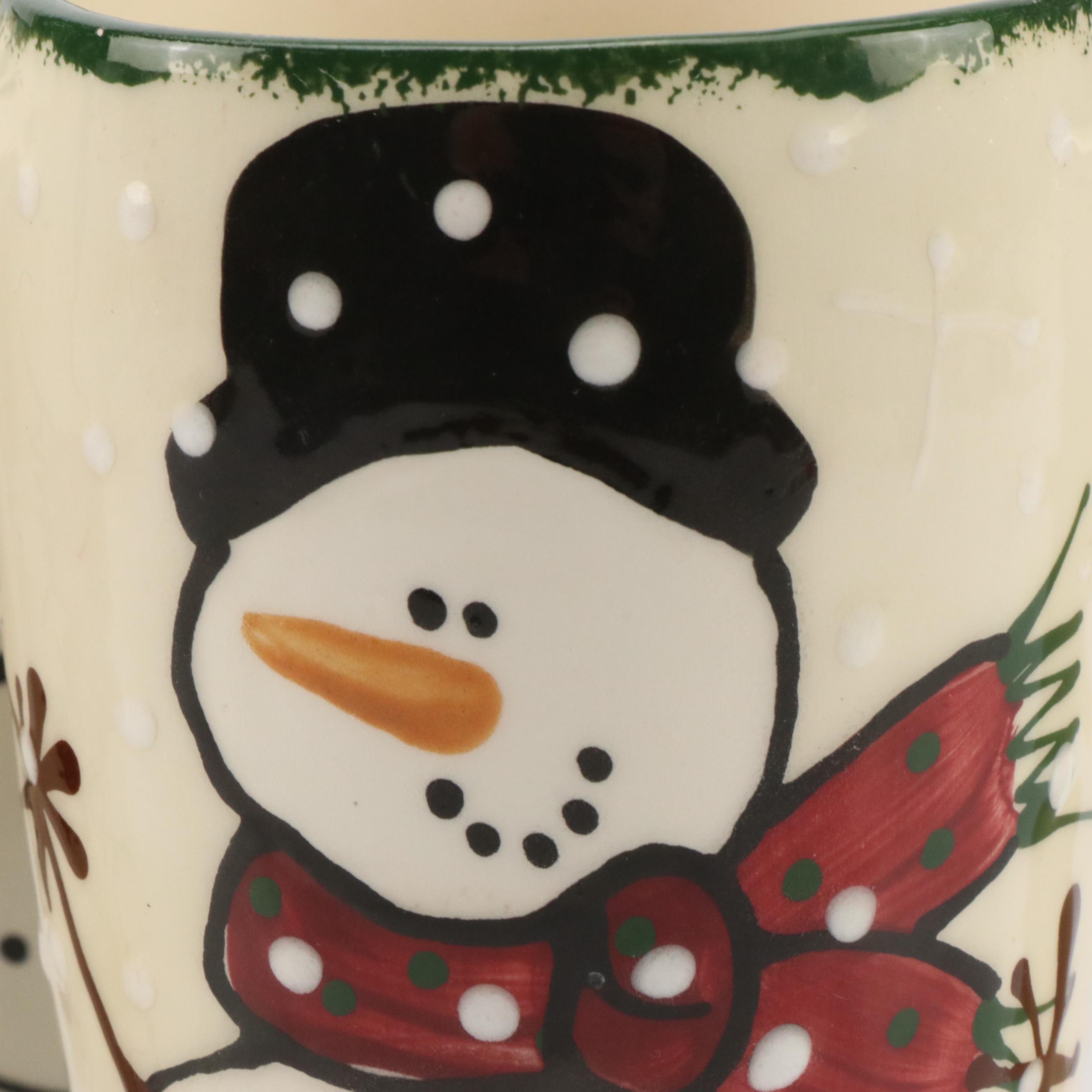 Expressly Yours Pottery Ceramic Snowman Mugs, 1998