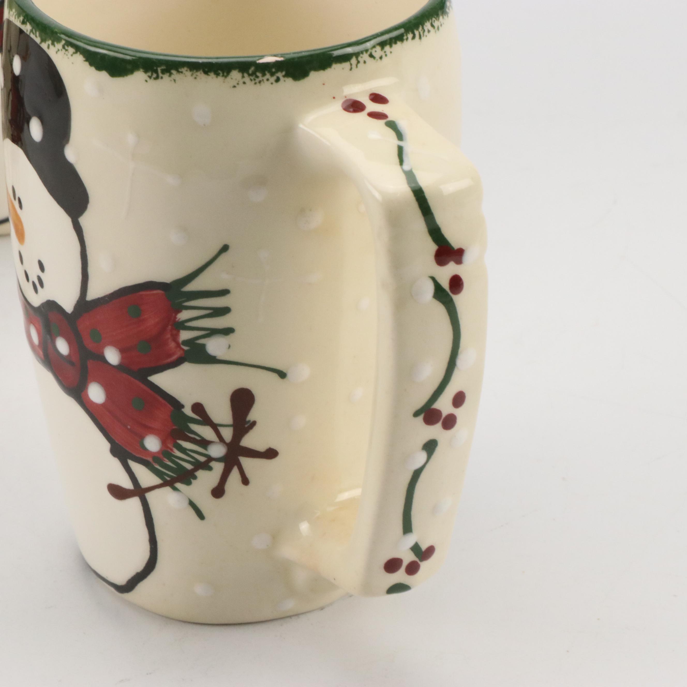 Expressly Yours Pottery Ceramic Snowman Mugs, 1998