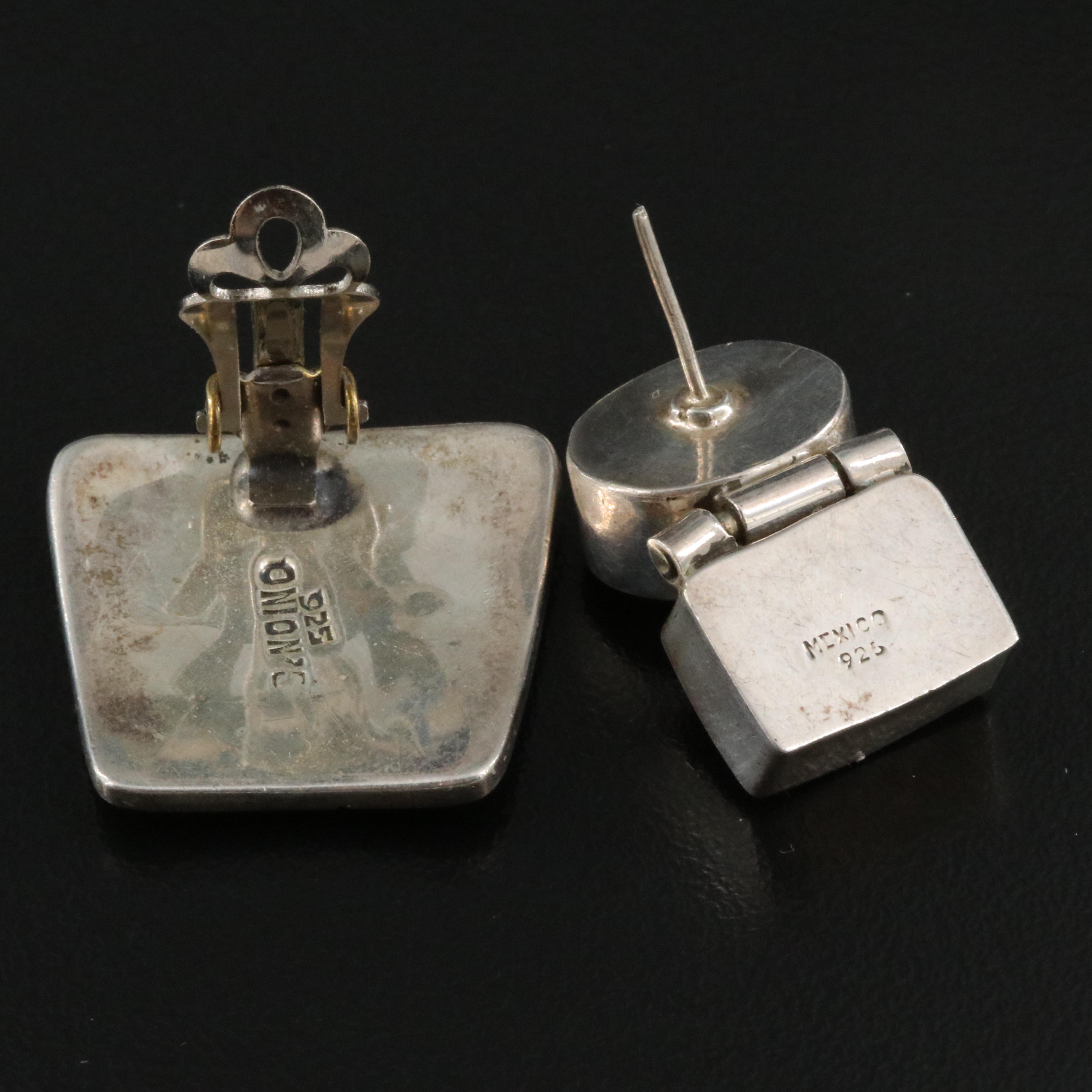 Collection of Sterling Earrings Including Mexican and Sodalite