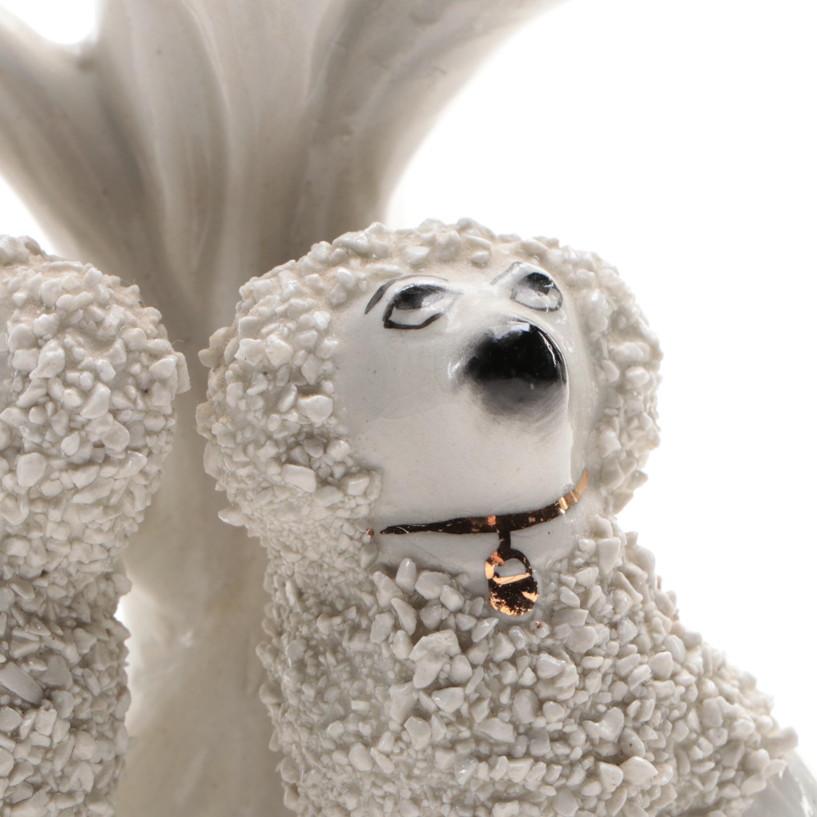 Staffordshire Porcelain Poodles Spill Vase
