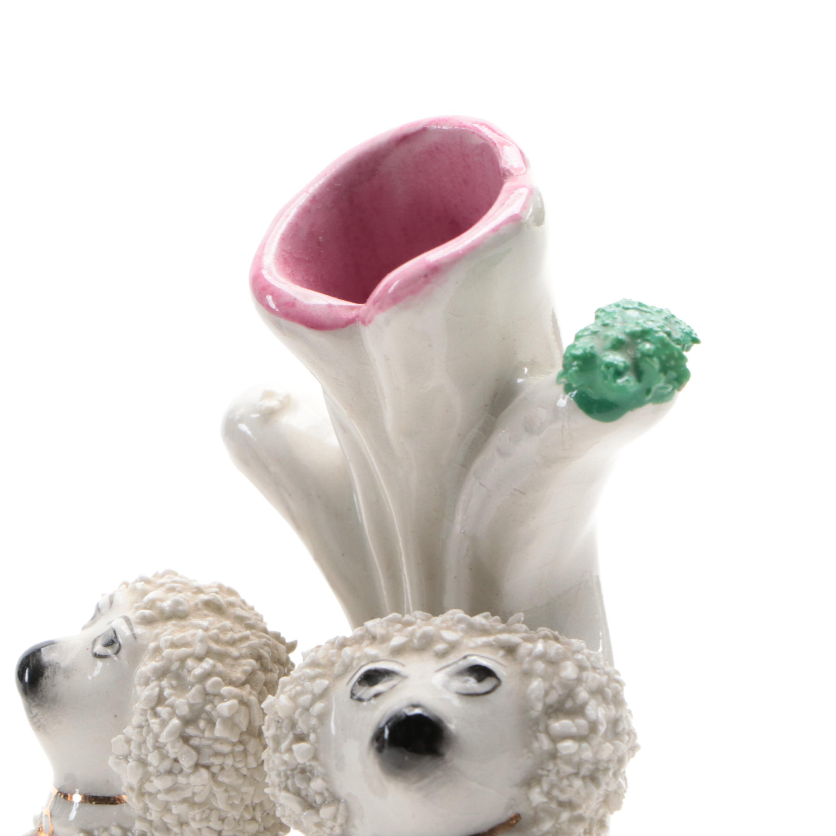 Staffordshire Porcelain Poodles Spill Vase