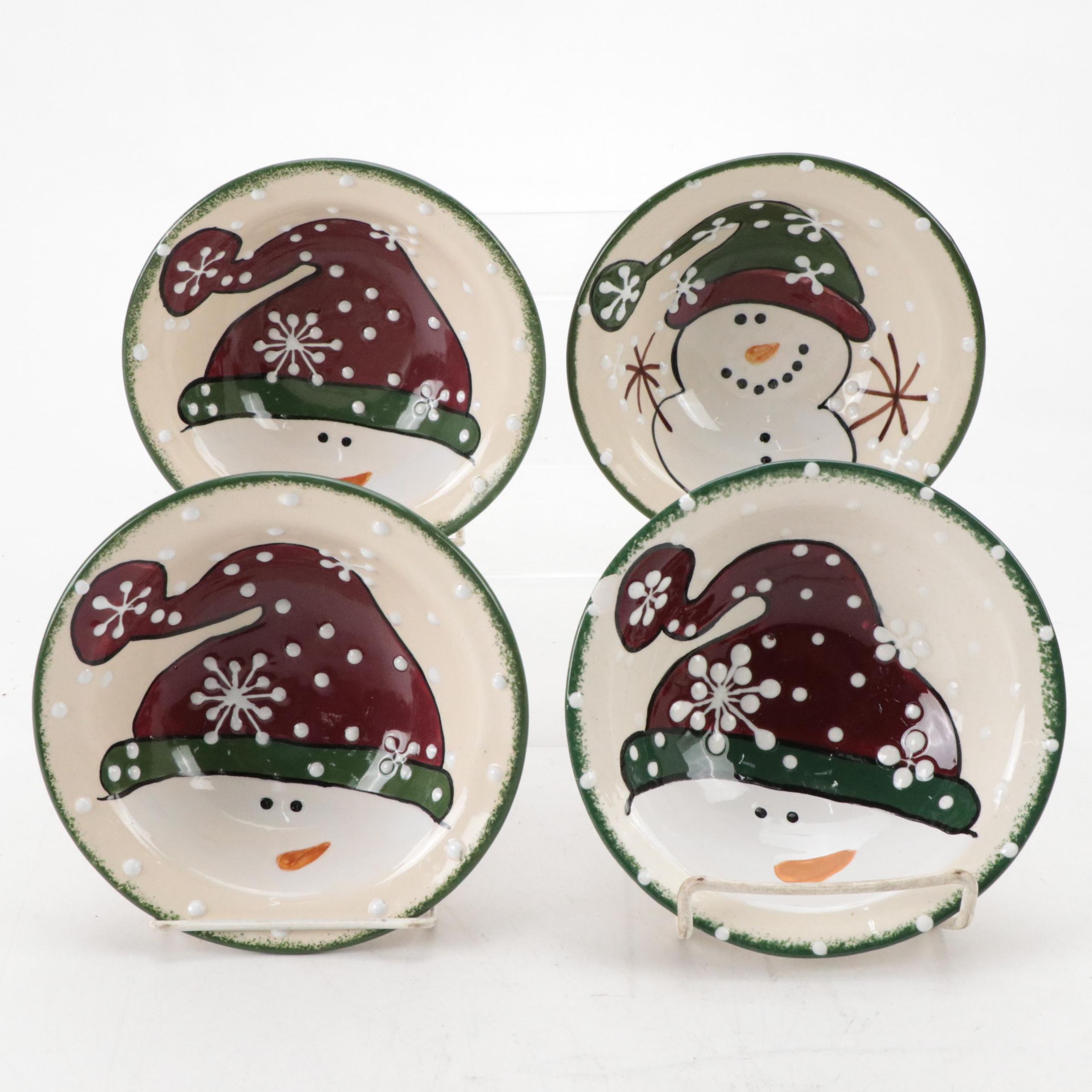 Expressly Yours Pottery Ceramic Snowman Bowls