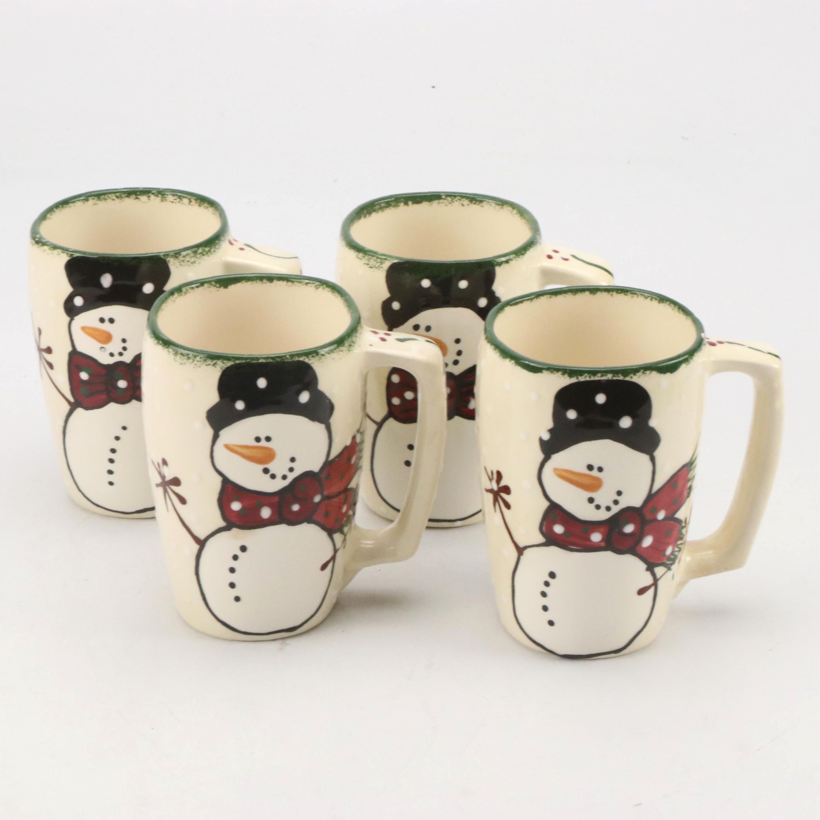 Expressly Yours Pottery Ceramic Snowman Mugs, 1998