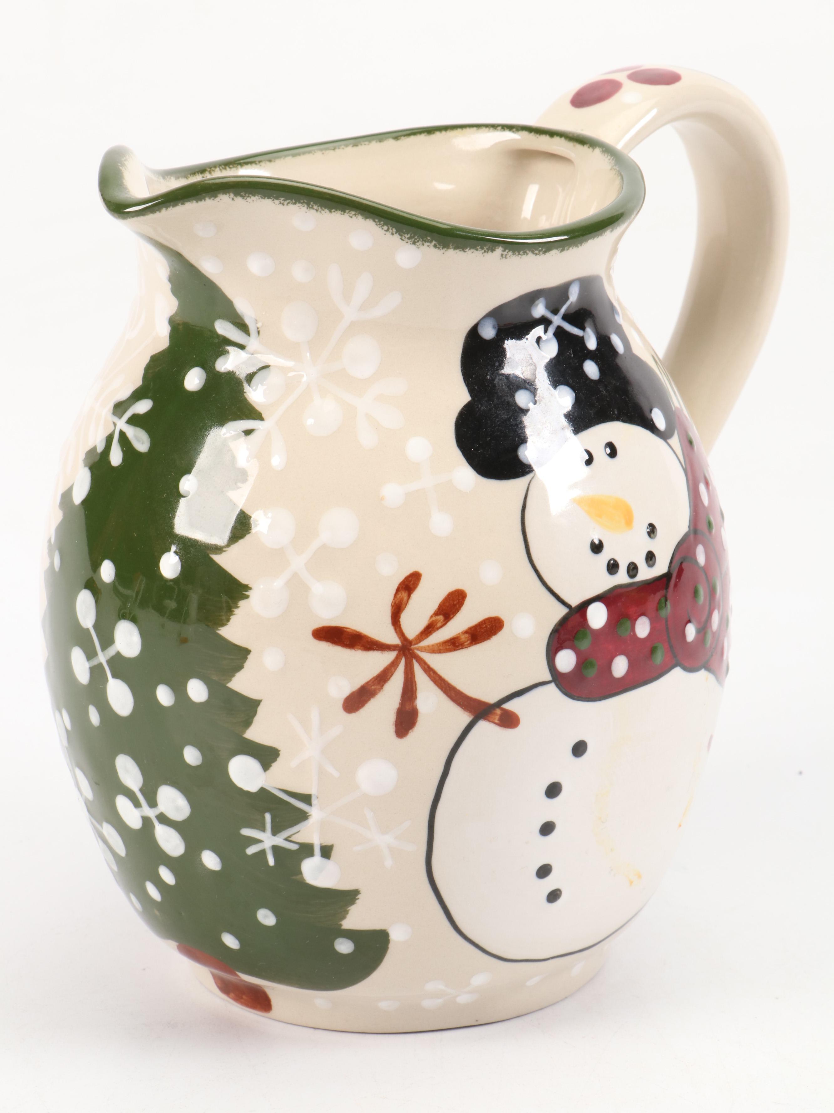 Expressly Yours Pottery Ceramic Snowman Pitchers