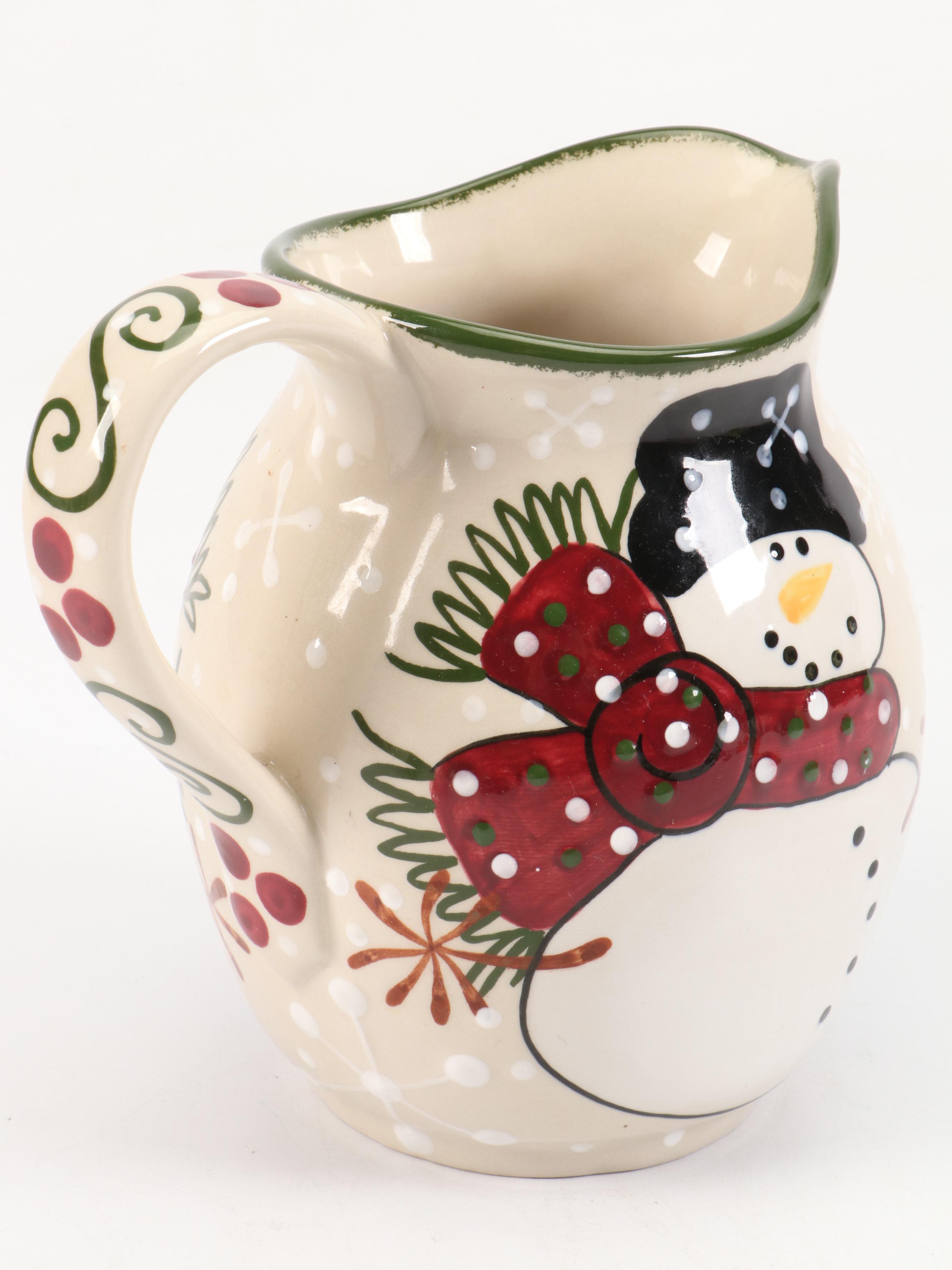 Expressly Yours Pottery Ceramic Snowman Pitchers