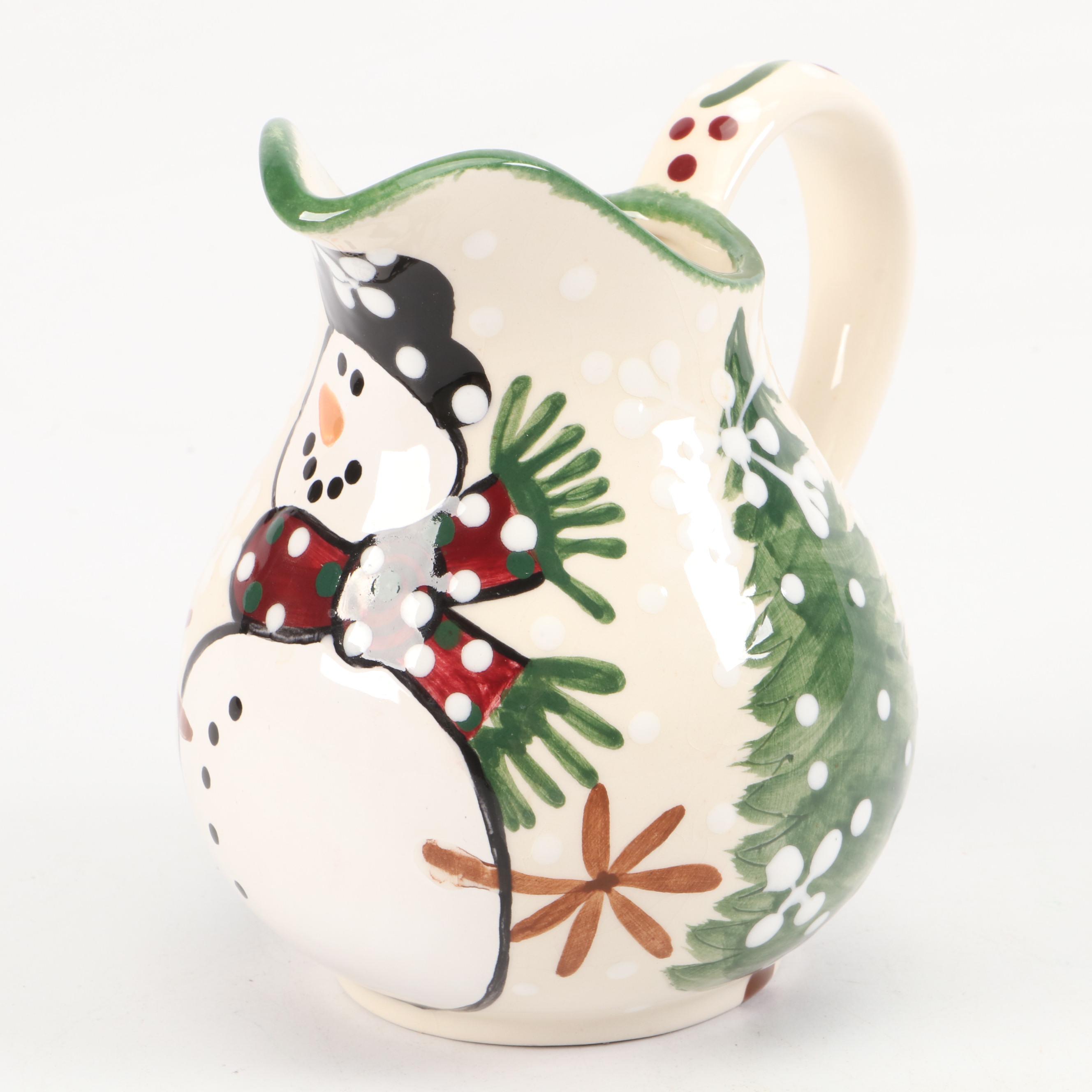 Expressly Yours Pottery Ceramic Snowman Pitchers