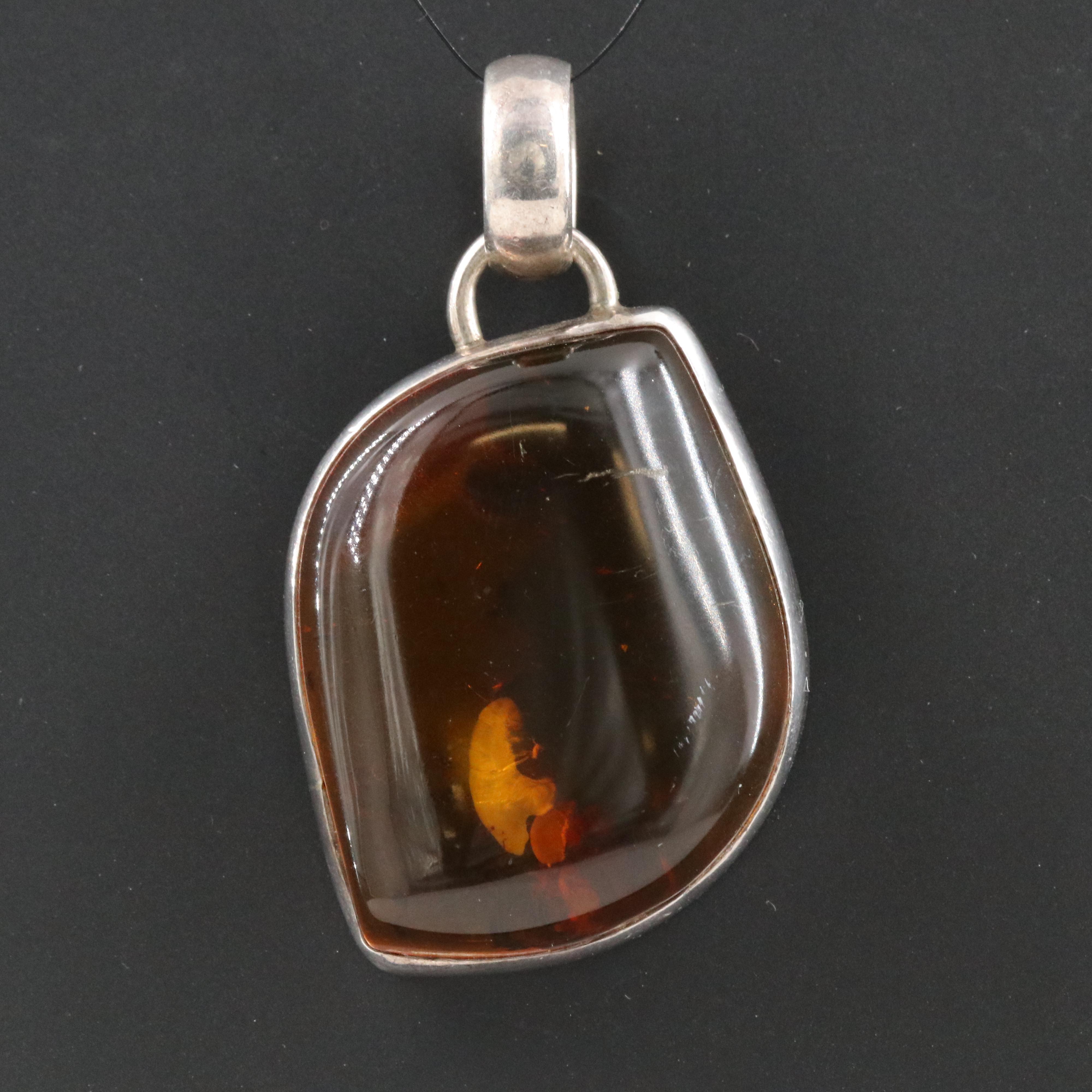 Sterling Amber Pendant