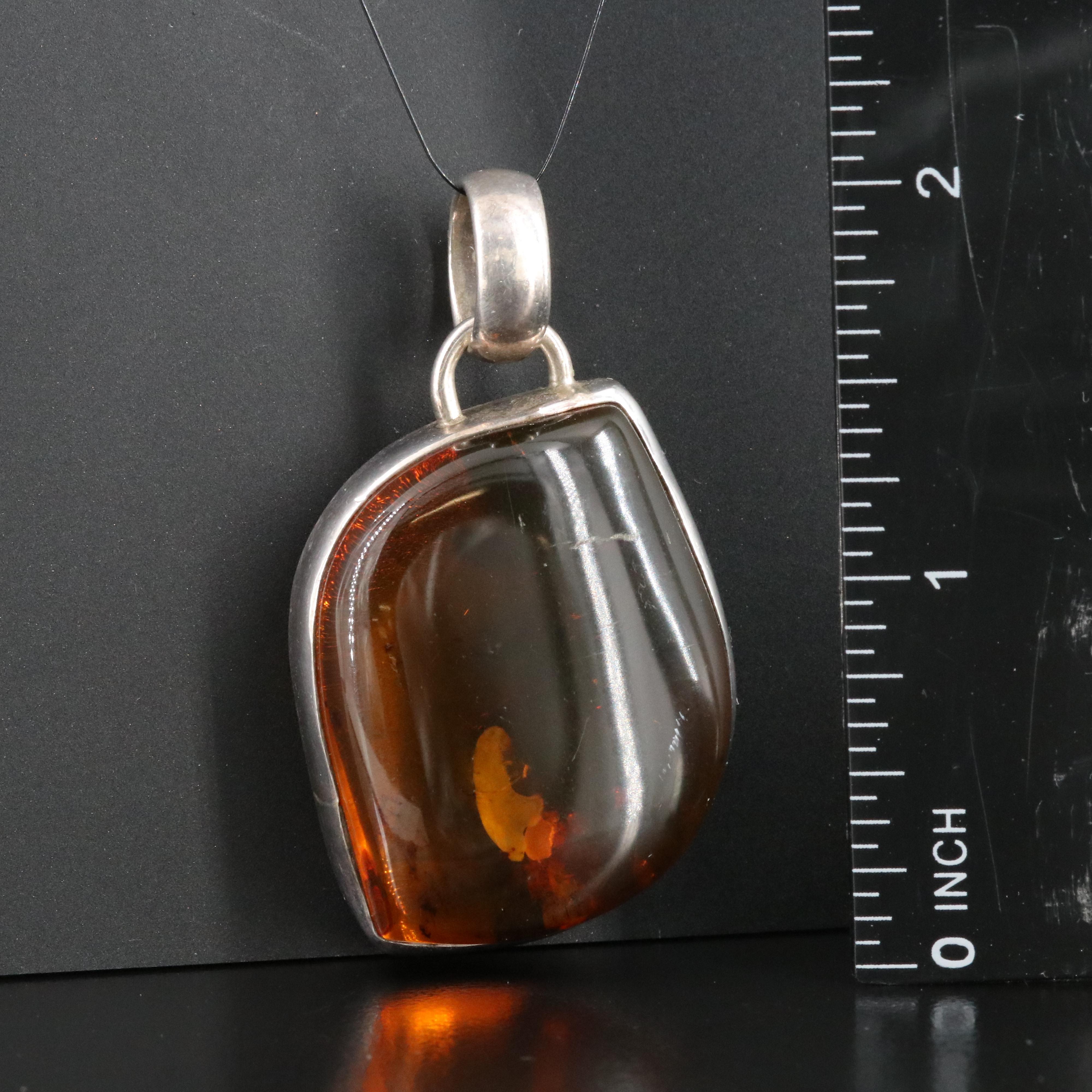Sterling Amber Pendant