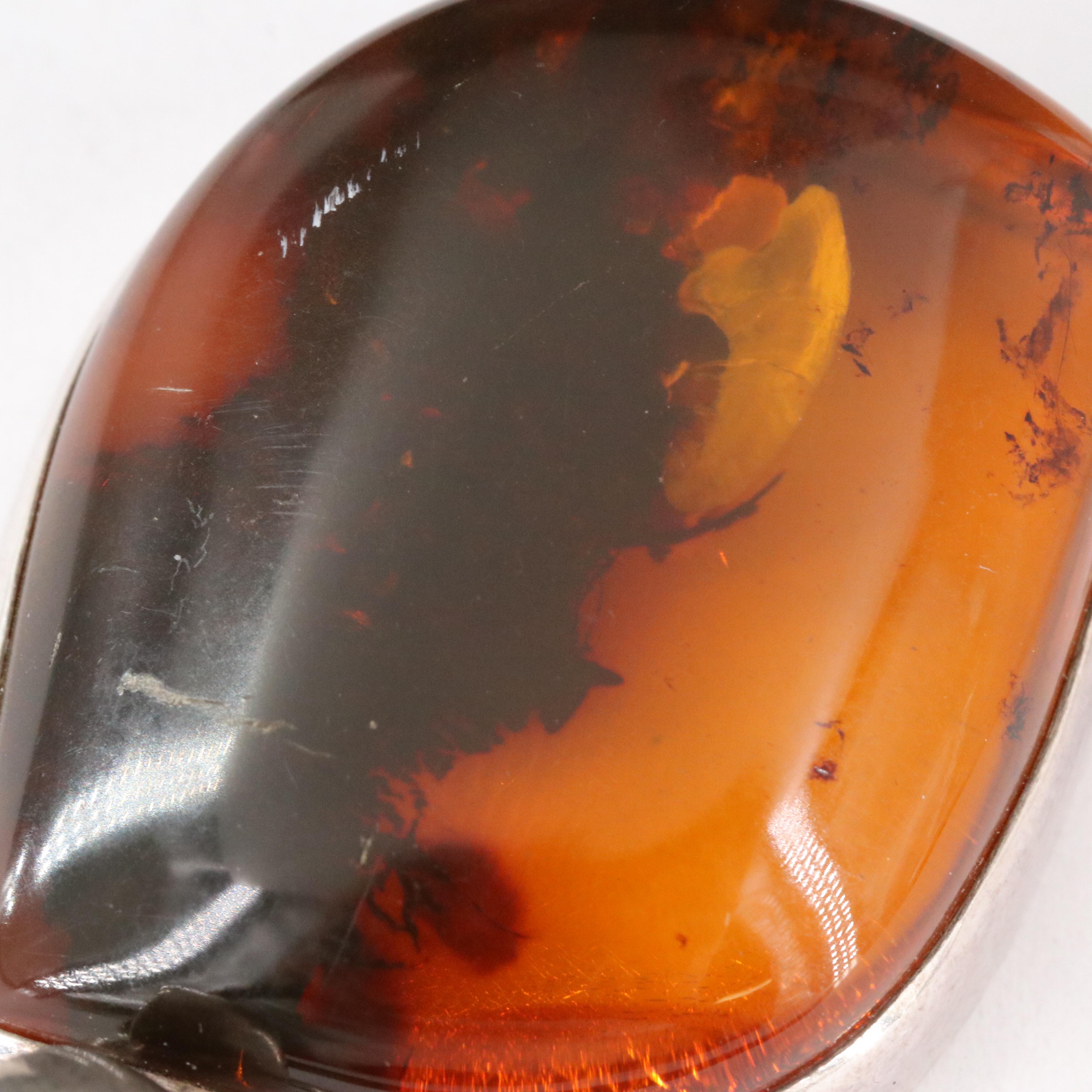 Sterling Amber Pendant