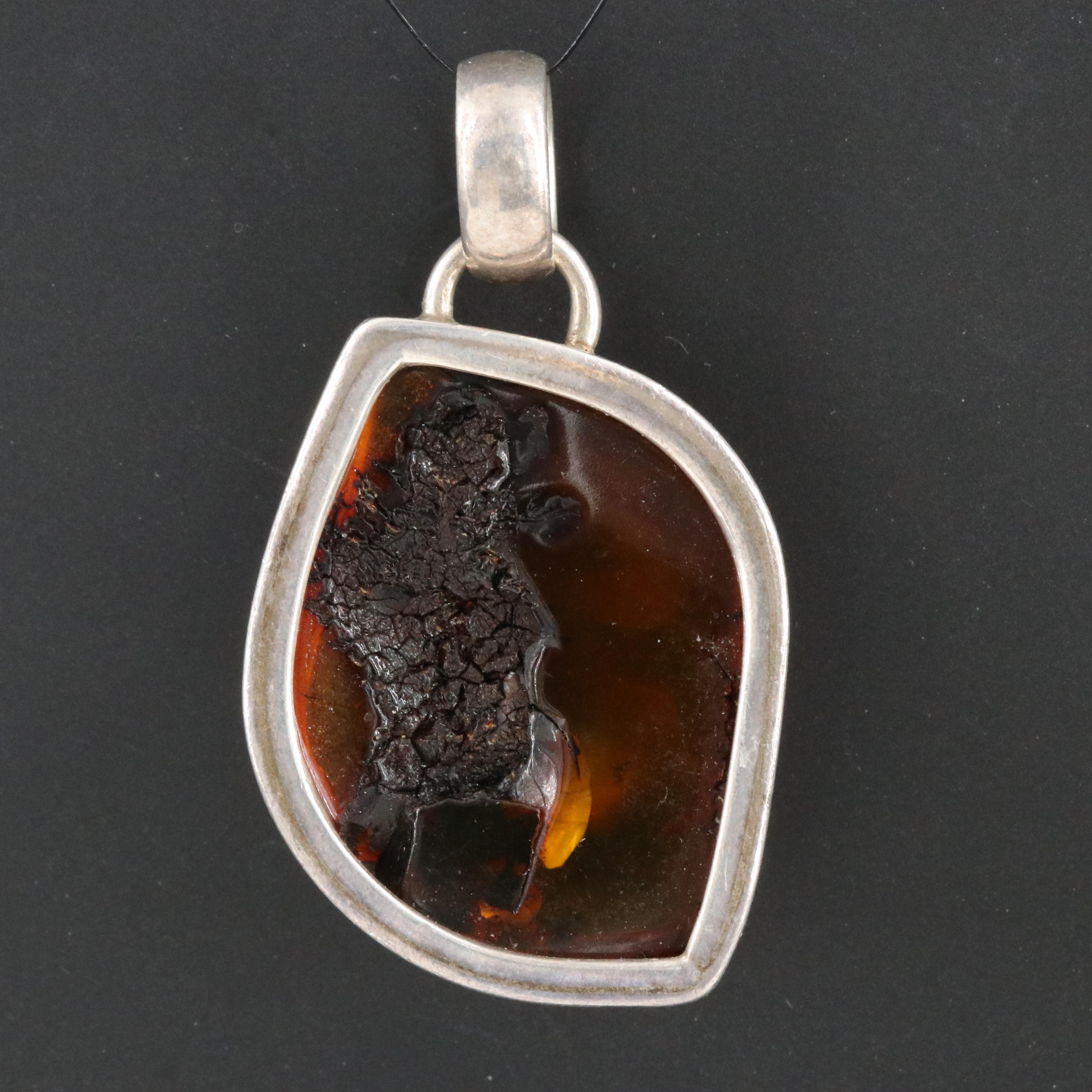 Sterling Amber Pendant