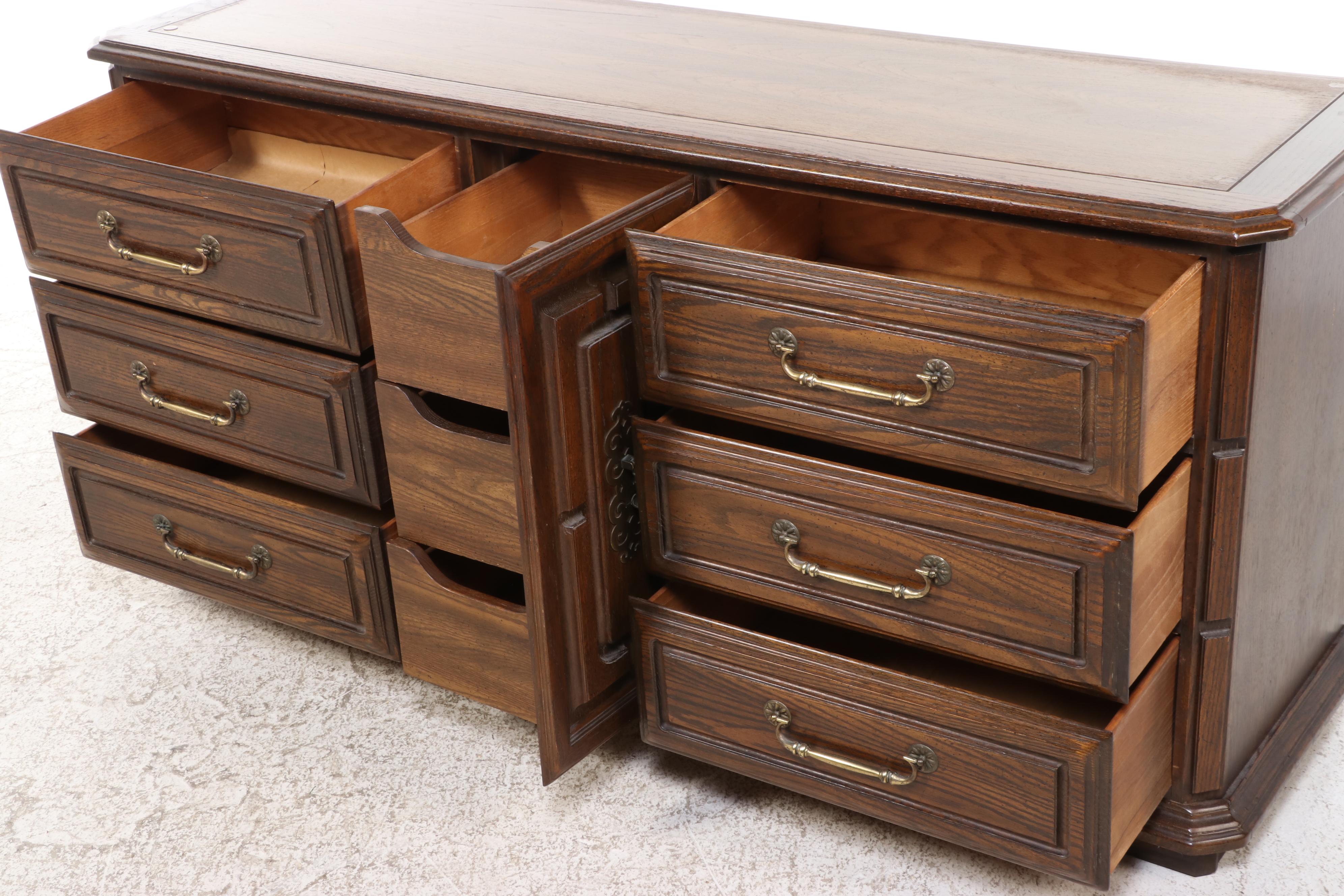 C.R. Atkin Co. Colonial Revival Style Walnut Dresser, Mid to Late 20th Century