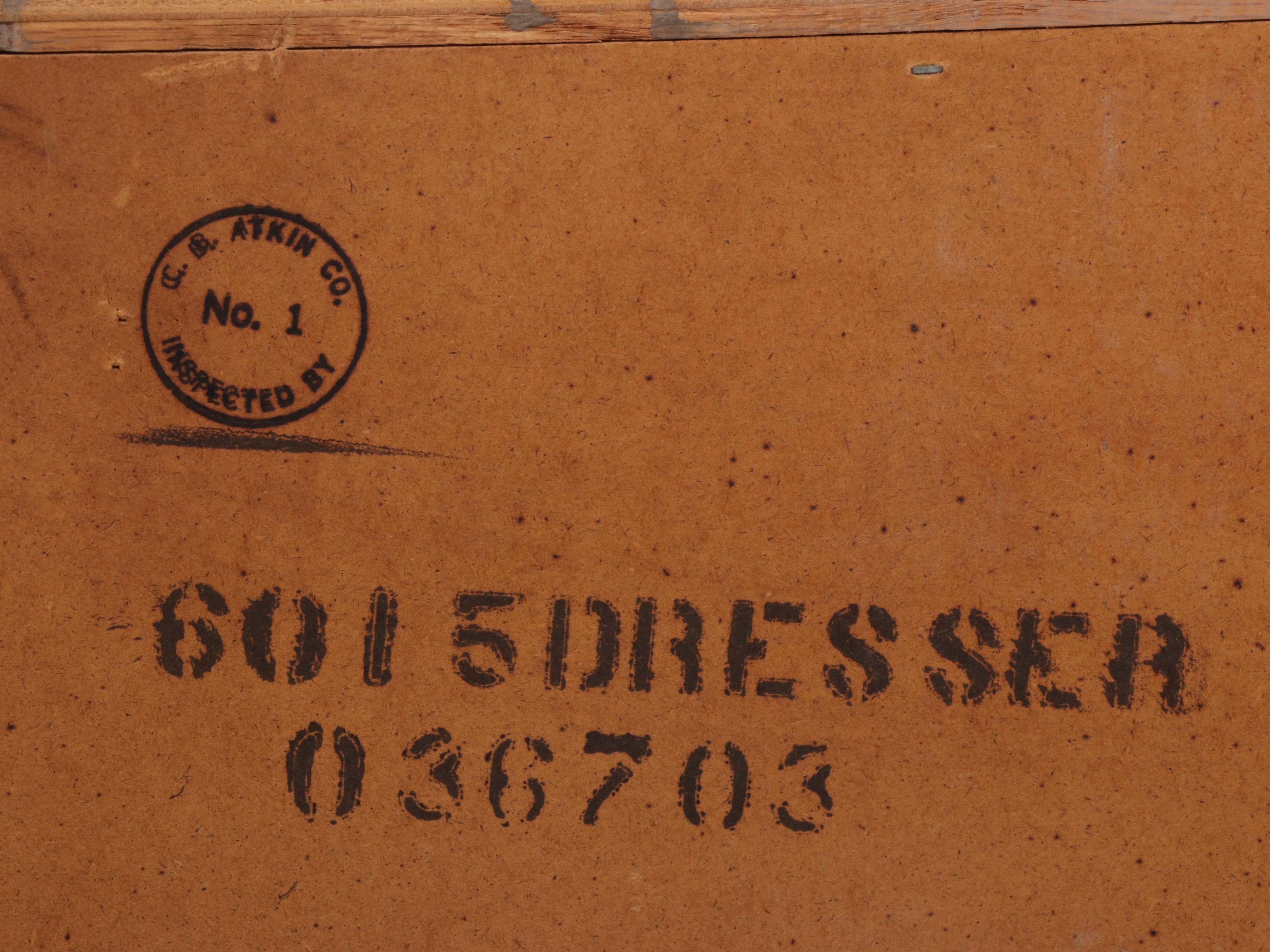 C.R. Atkin Co. Colonial Revival Style Walnut Dresser, Mid to Late 20th Century