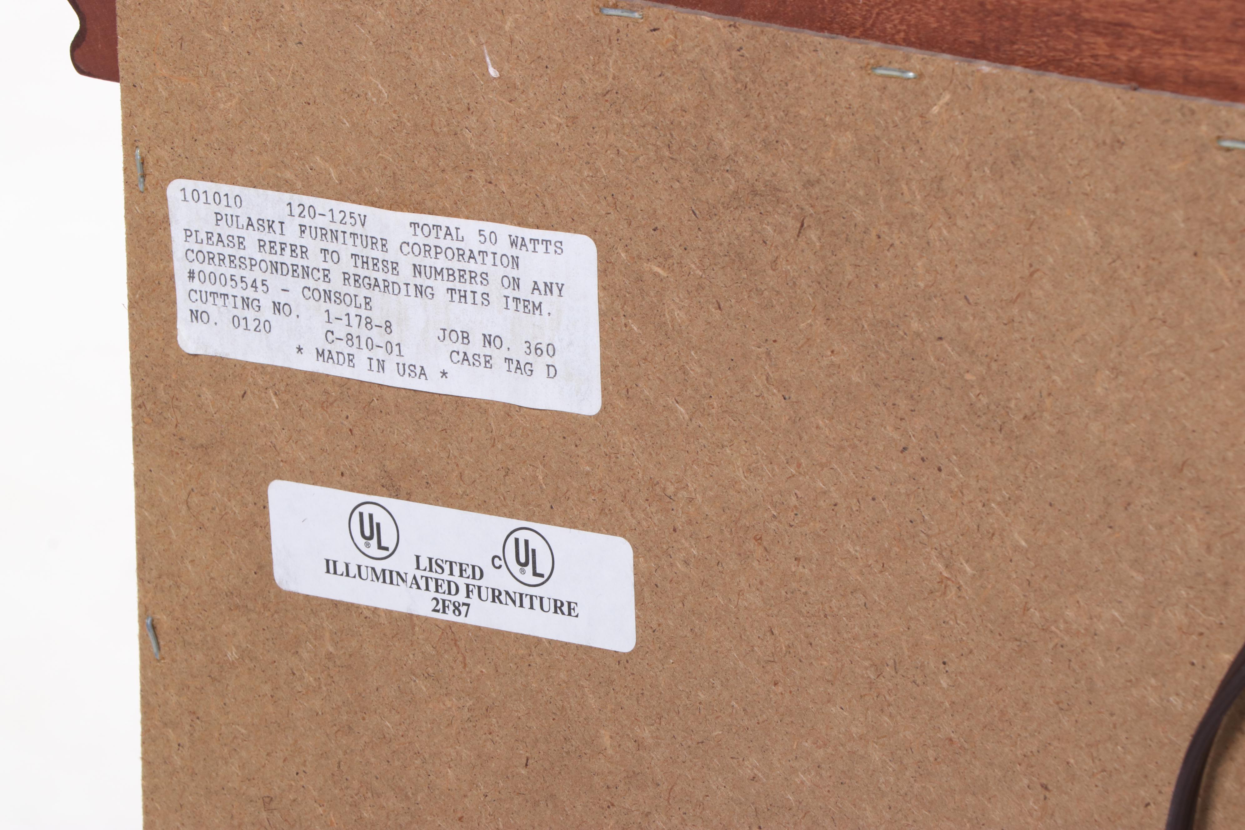 Pulaski Furniture Louis Philippe Style CherrywoodStained Display