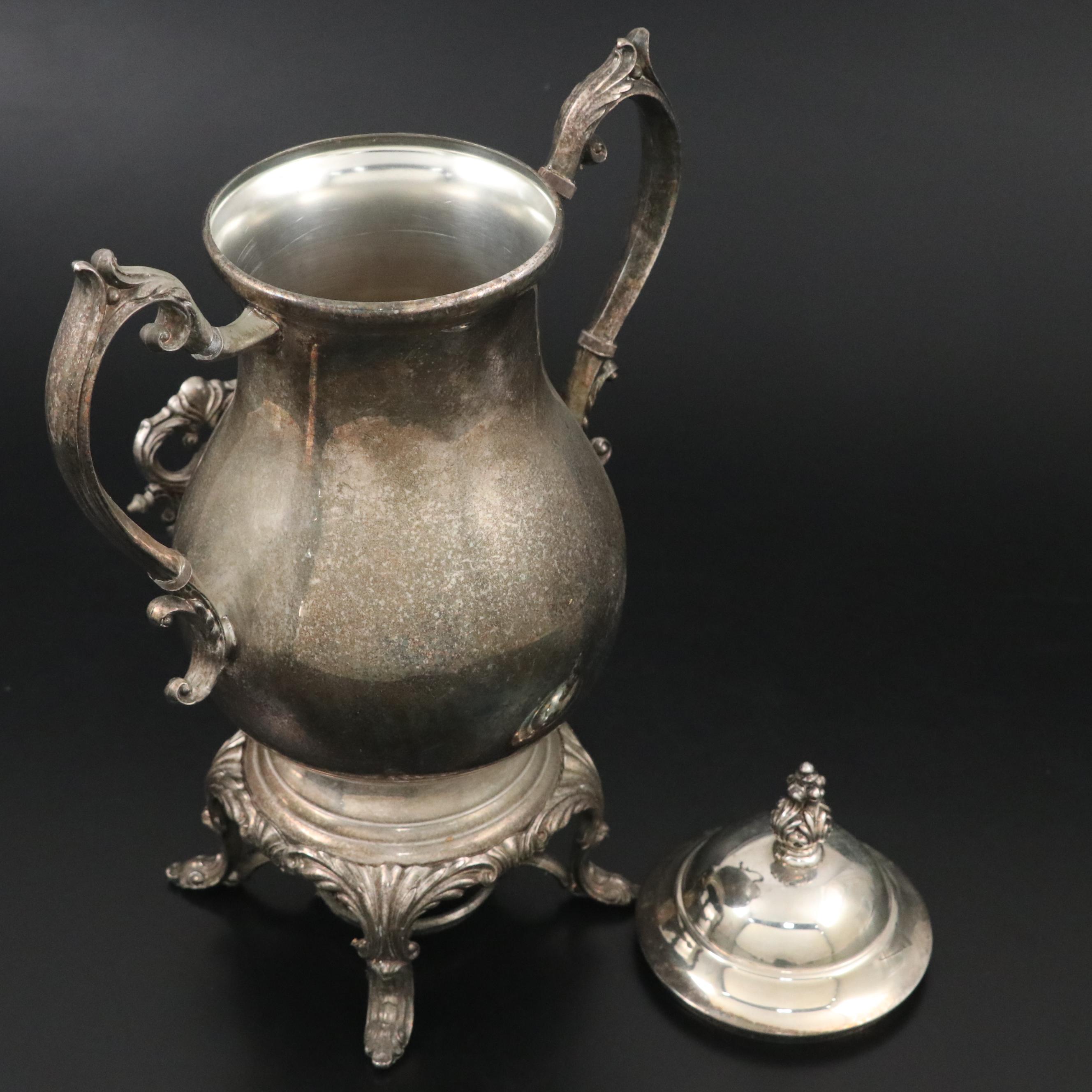 Oneida Silver Plate Footed Tray with Rogers Silver Plate Samovar