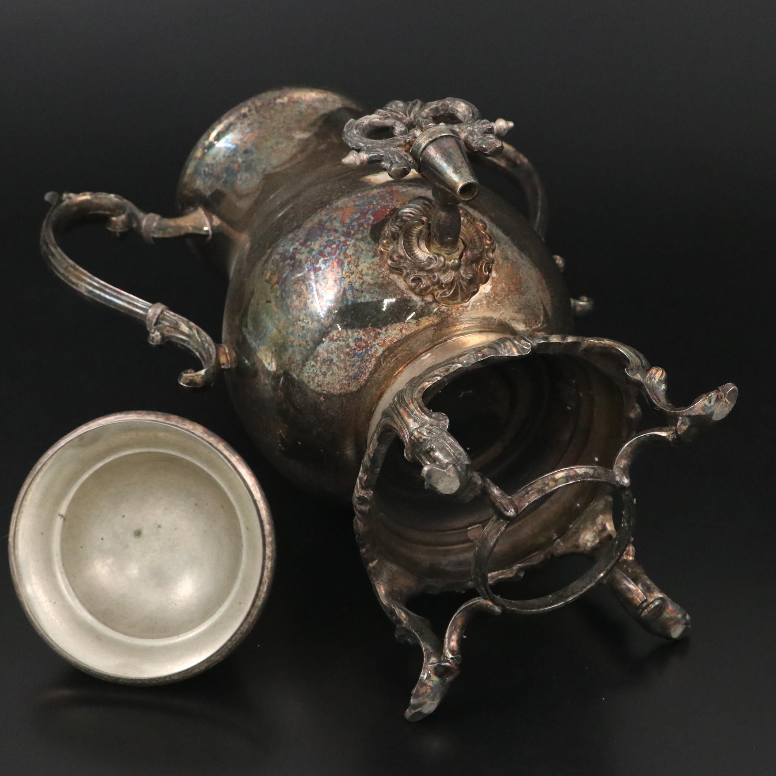 Oneida Silver Plate Footed Tray with Rogers Silver Plate Samovar